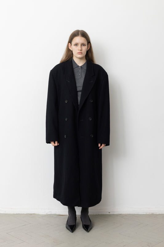 Vintage Black Oversized Wool Coat