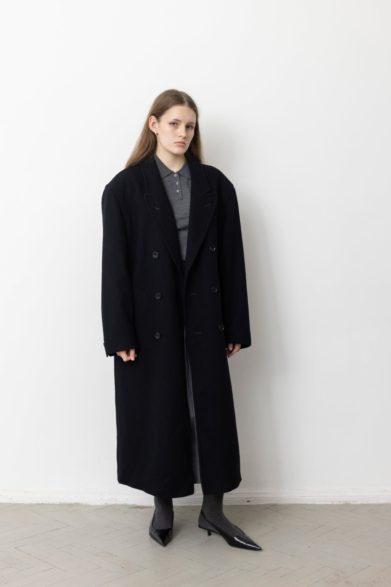 Vintage Black Oversized Wool Coat