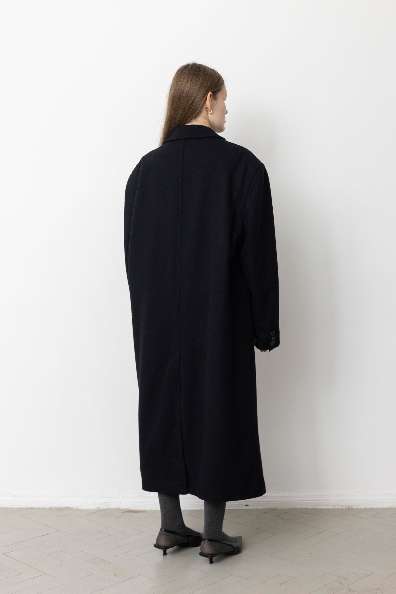 Vintage Black Oversized Wool Coat