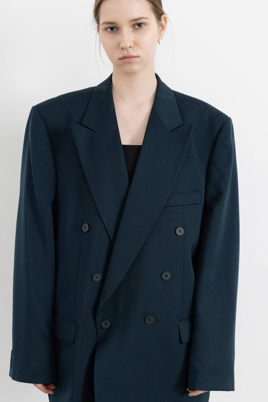 Vintage Teal Wool Blazer