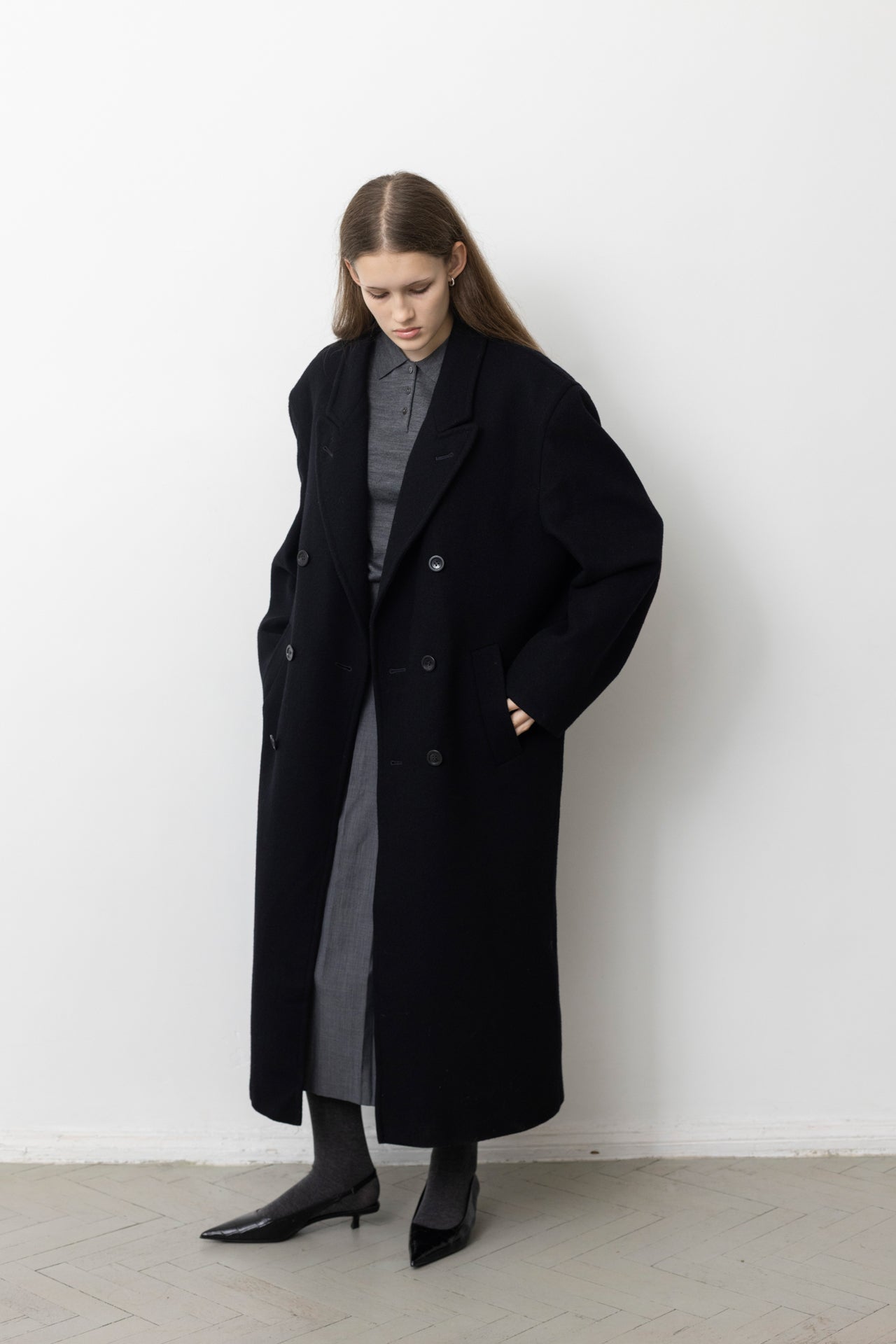 Vintage Black Oversized Wool Coat
