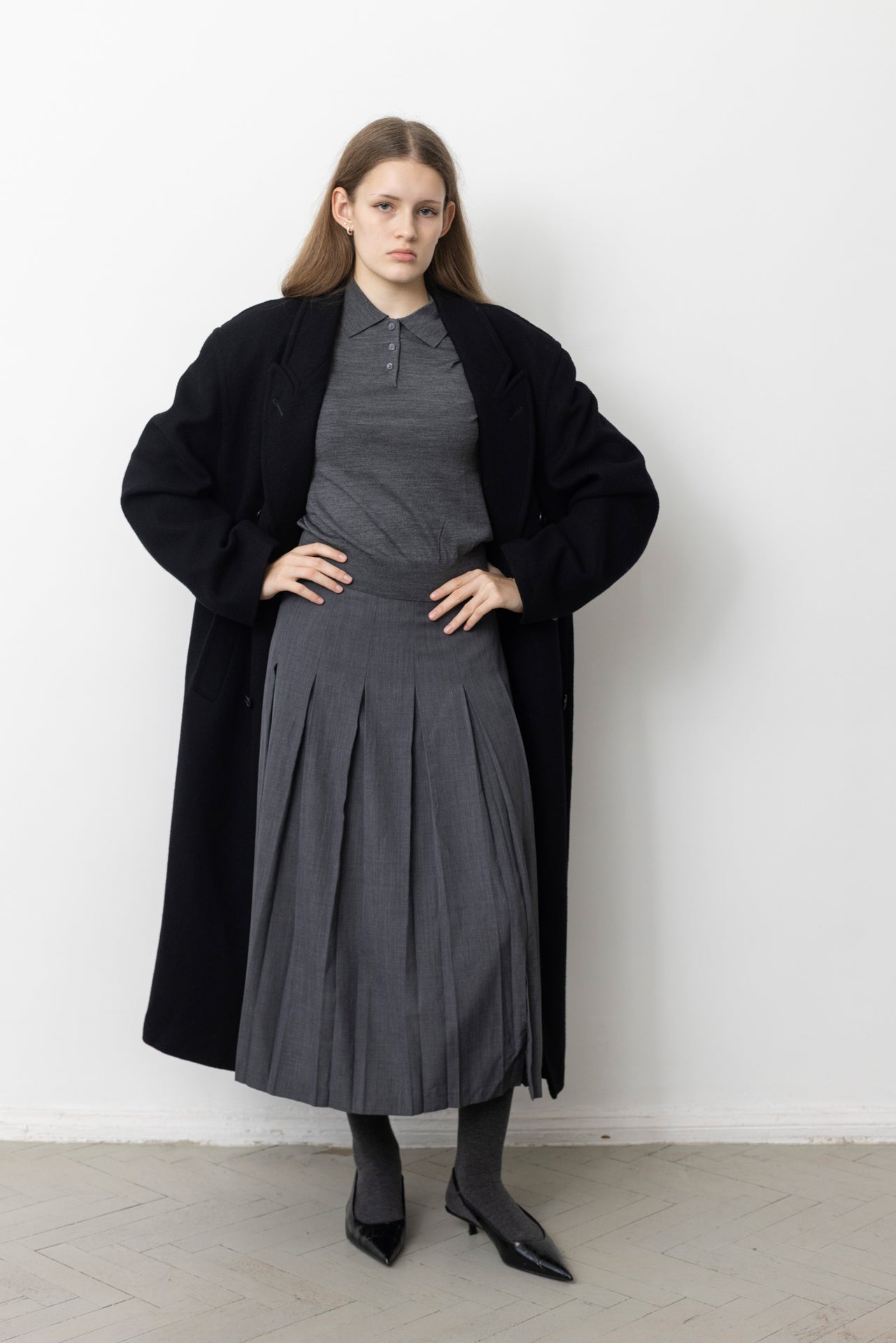 Vintage Black Oversized Wool Coat