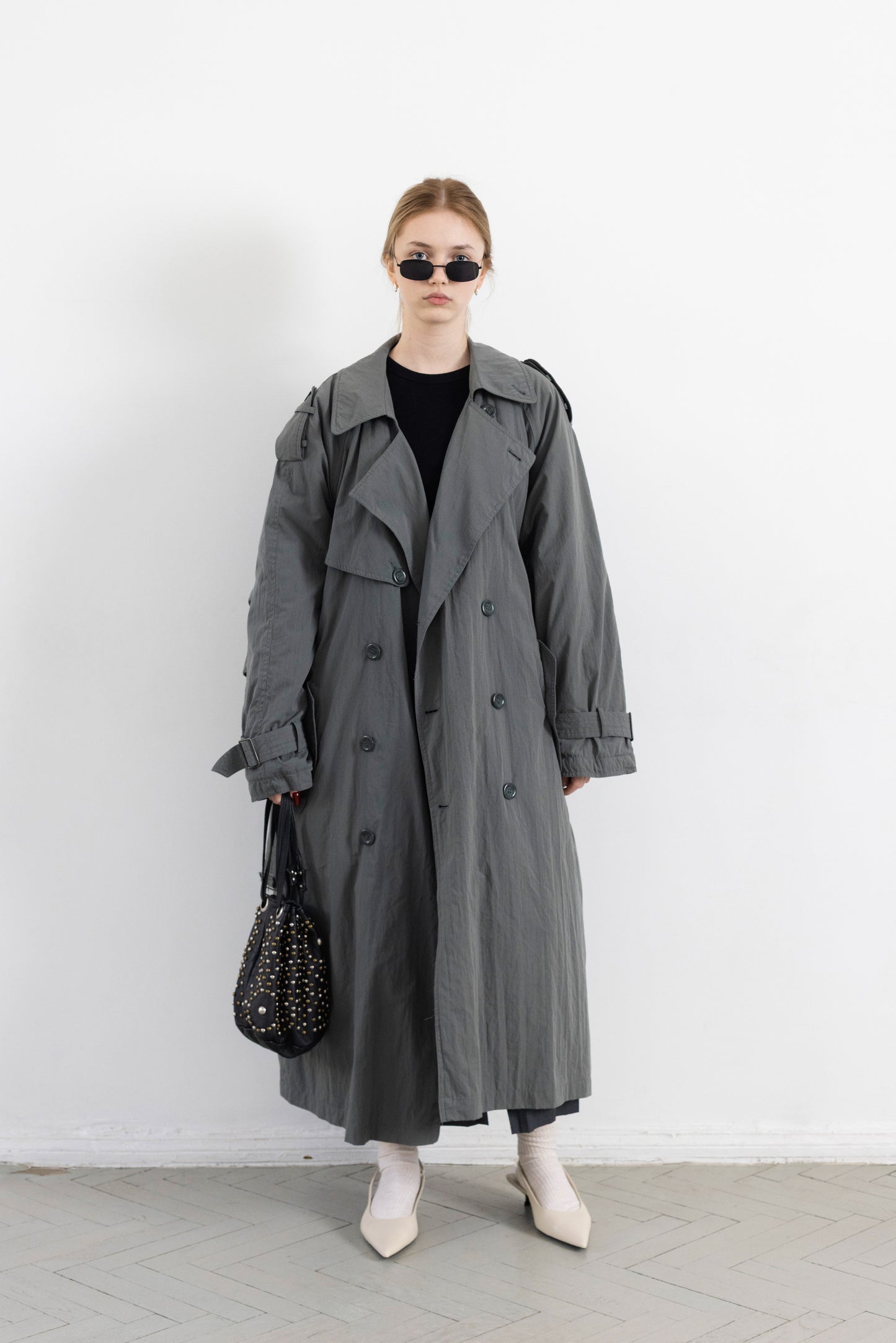 Vintage Mint Green Padded Trench Coat