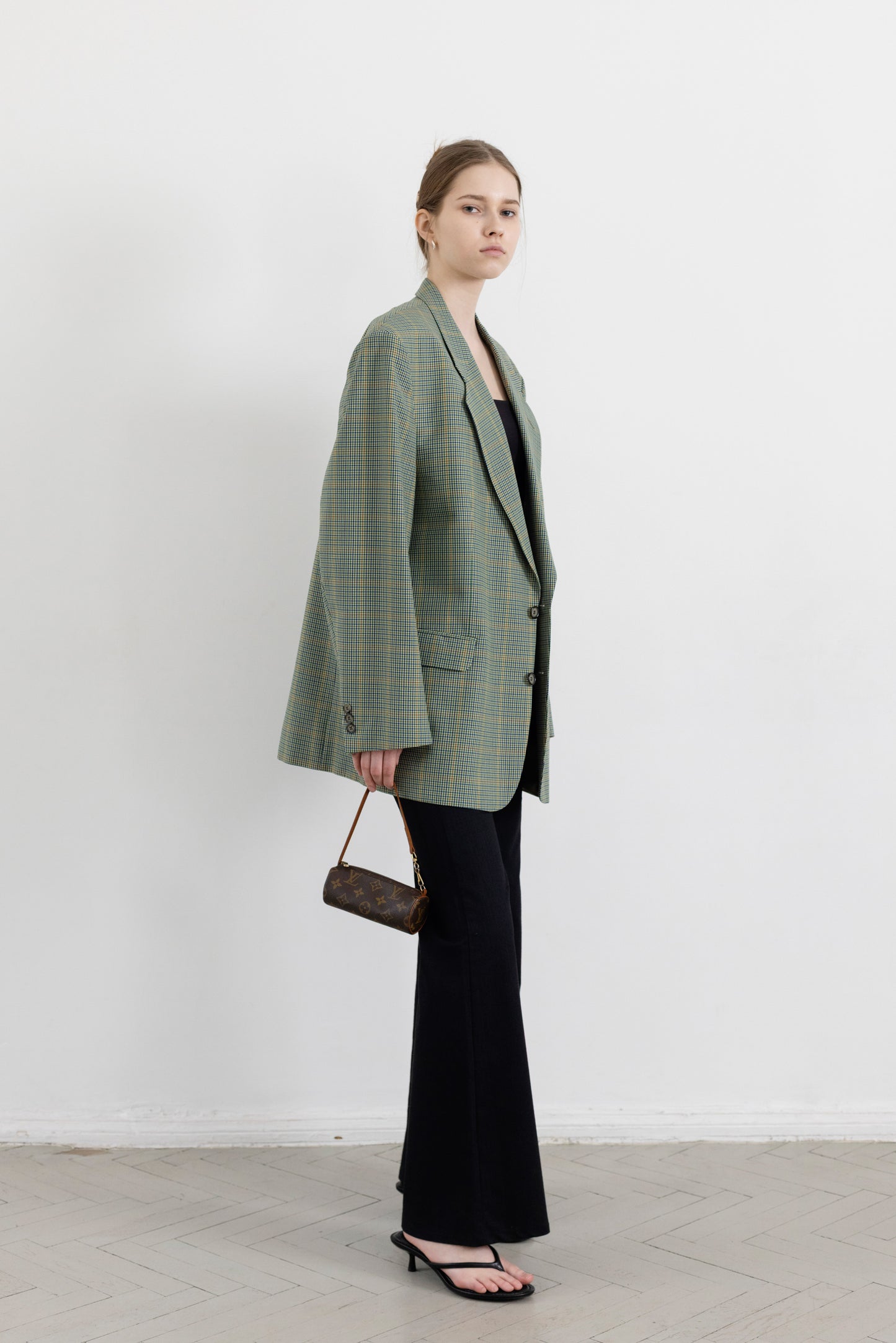 Vintage Green Plaid Wool Blazer