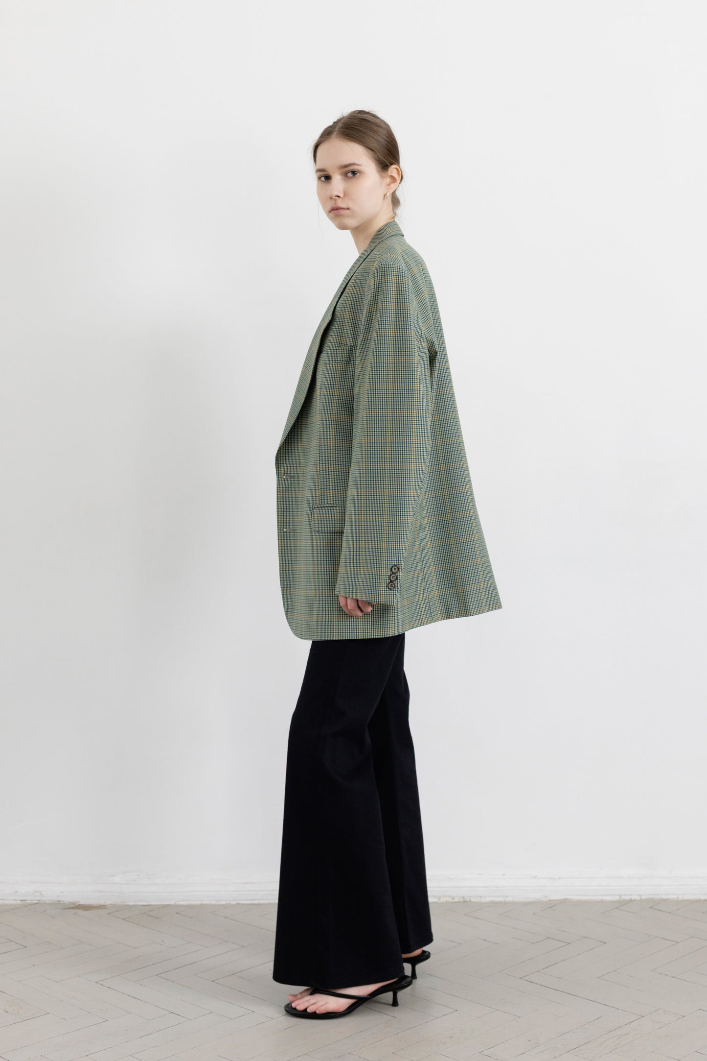 Vintage Green Plaid Wool Blazer