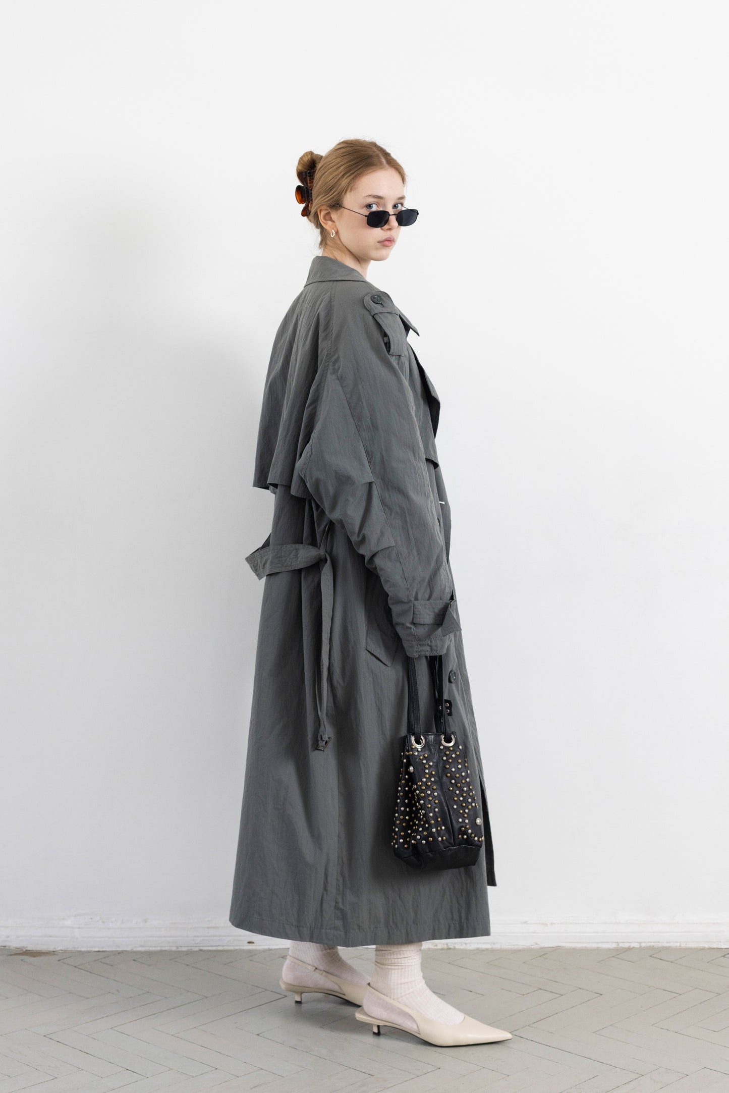 Vintage Mint Green Padded Trench Coat