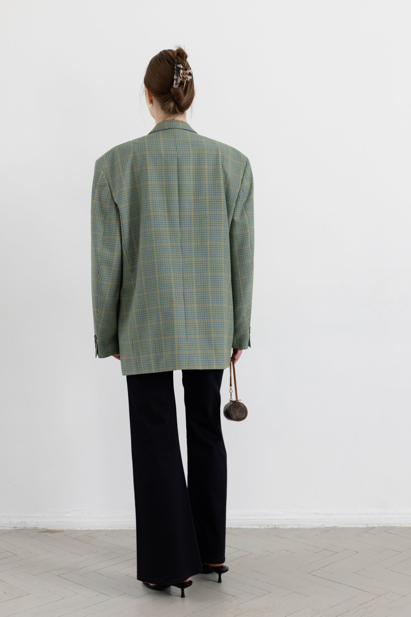 Vintage Green Plaid Wool Blazer
