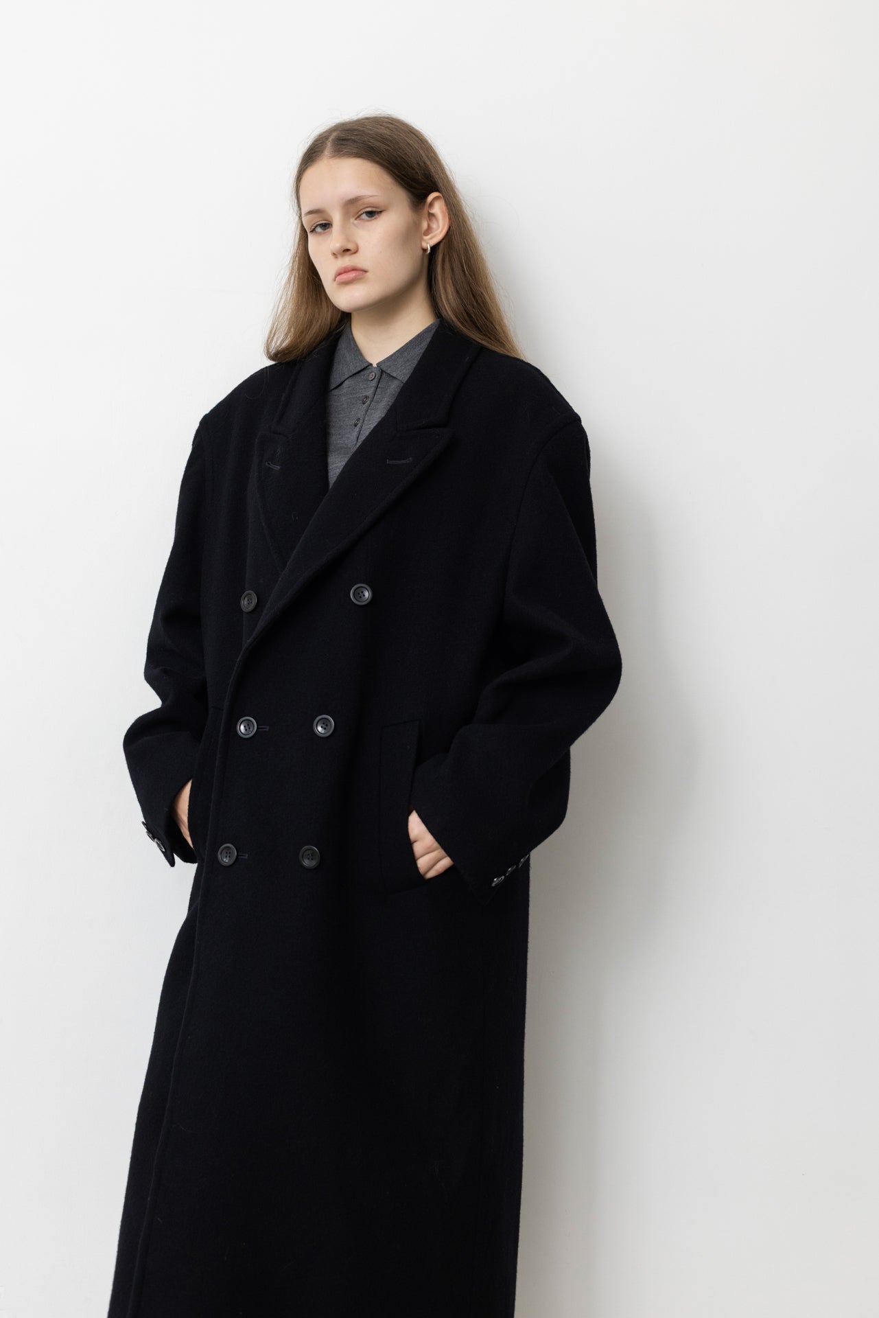 Vintage Black Oversized Wool Coat