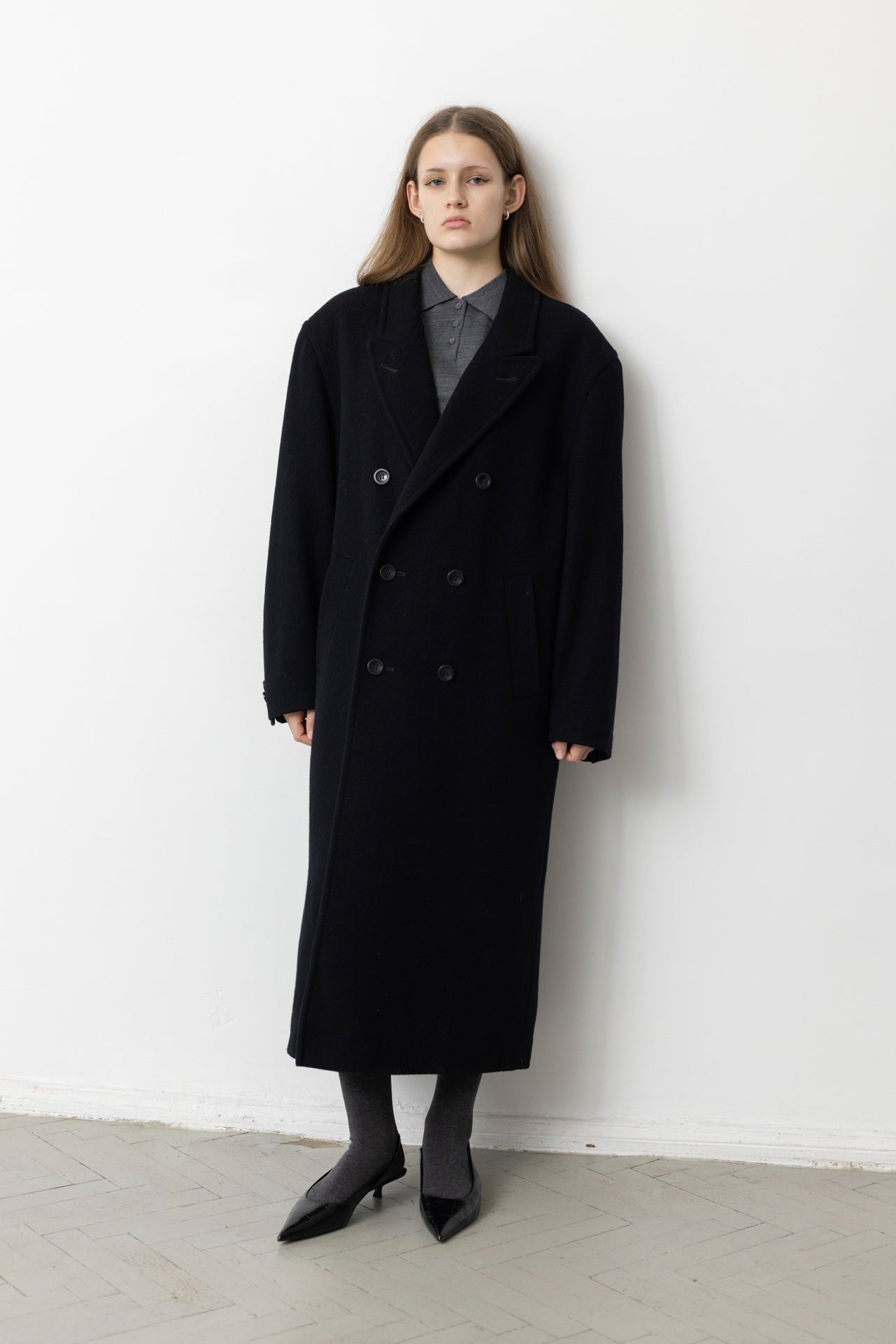 Vintage Black Oversized Wool Coat