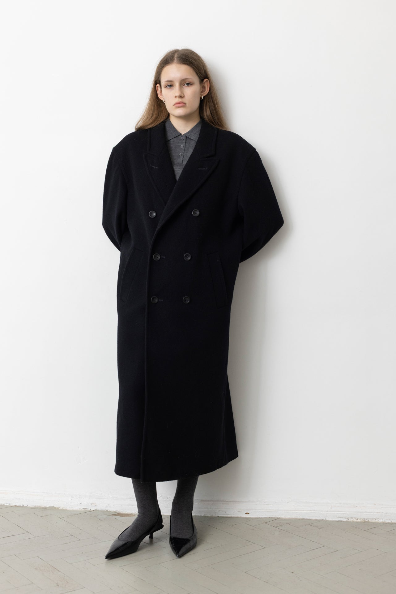 Vintage Black Oversized Wool Coat