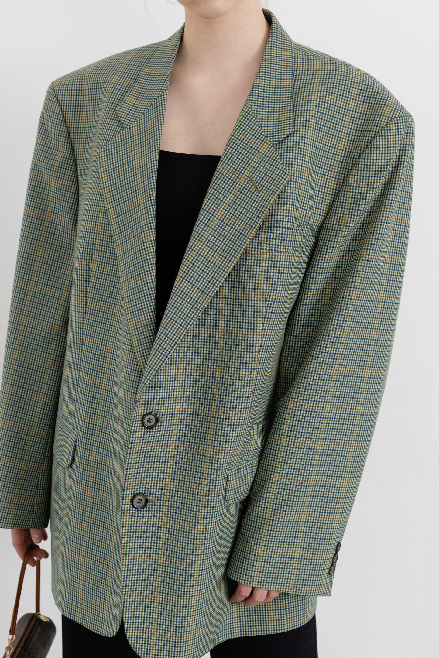 Vintage Green Plaid Wool Blazer