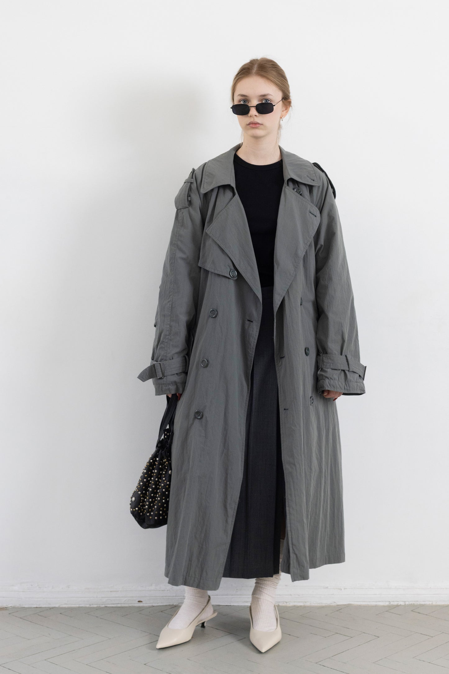 Vintage Mint Green Padded Trench Coat