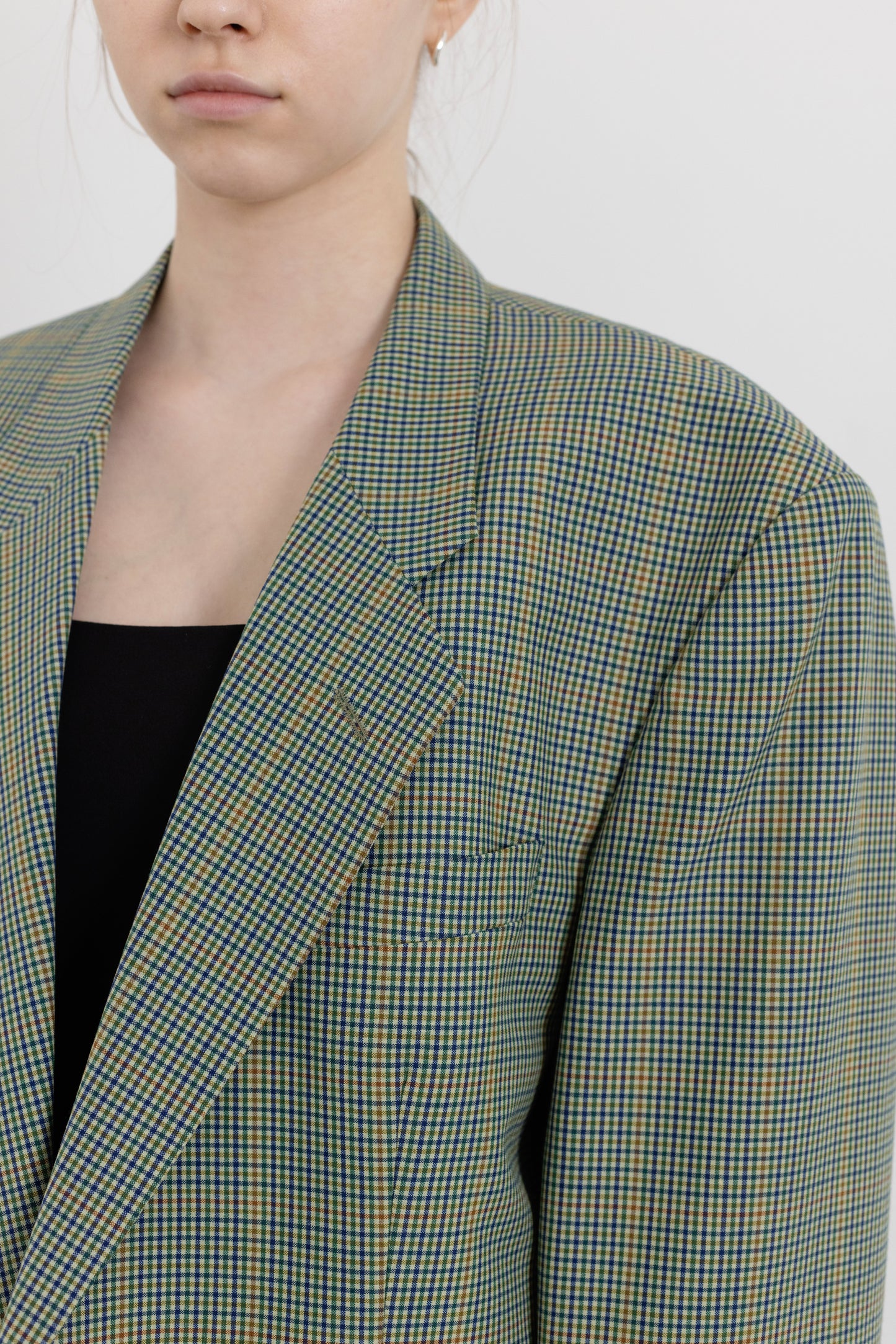 Vintage Green Plaid Wool Blazer