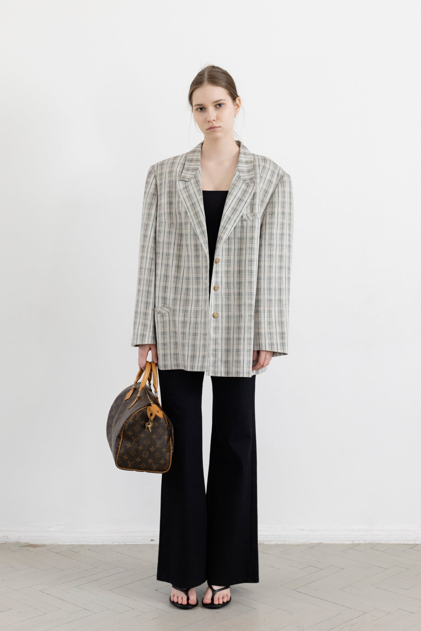 Vintage Grey Plaid Blazer