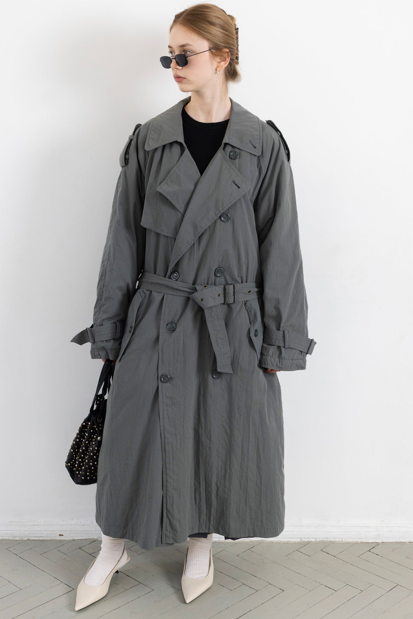 Vintage Mint Green Padded Trench Coat