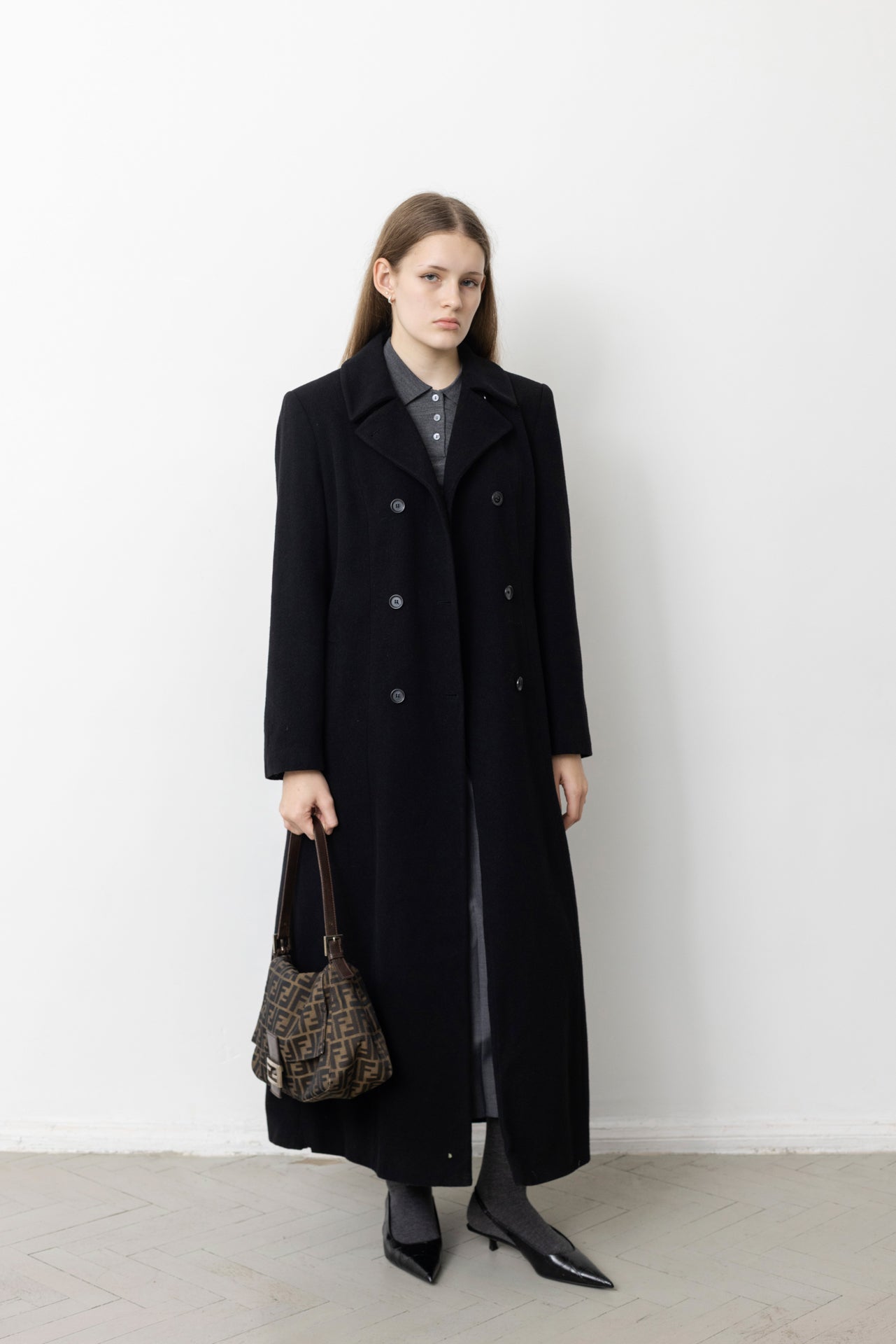 Vintage Long Black Wool Coat