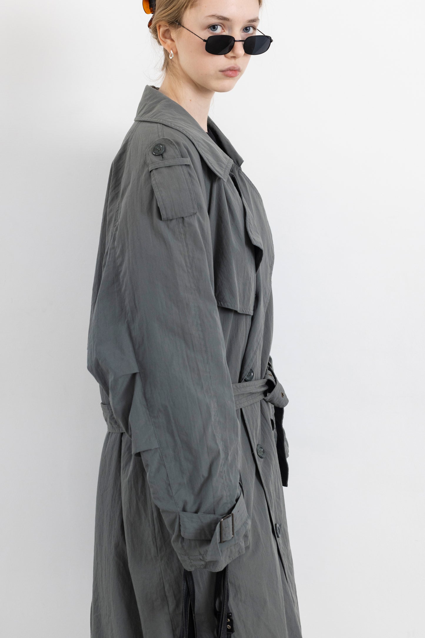 Vintage Mint Green Padded Trench Coat