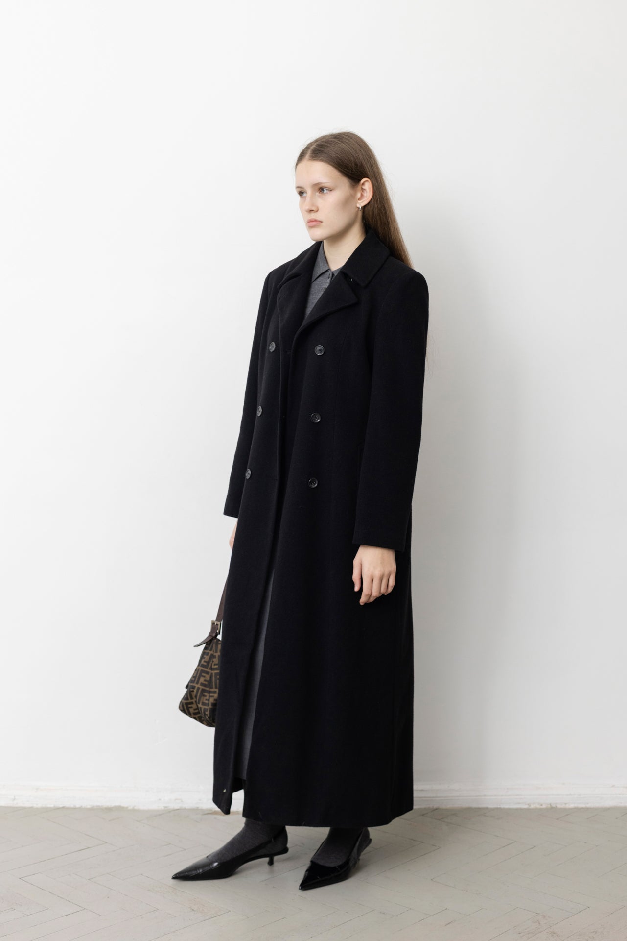 Vintage Long Black Wool Coat