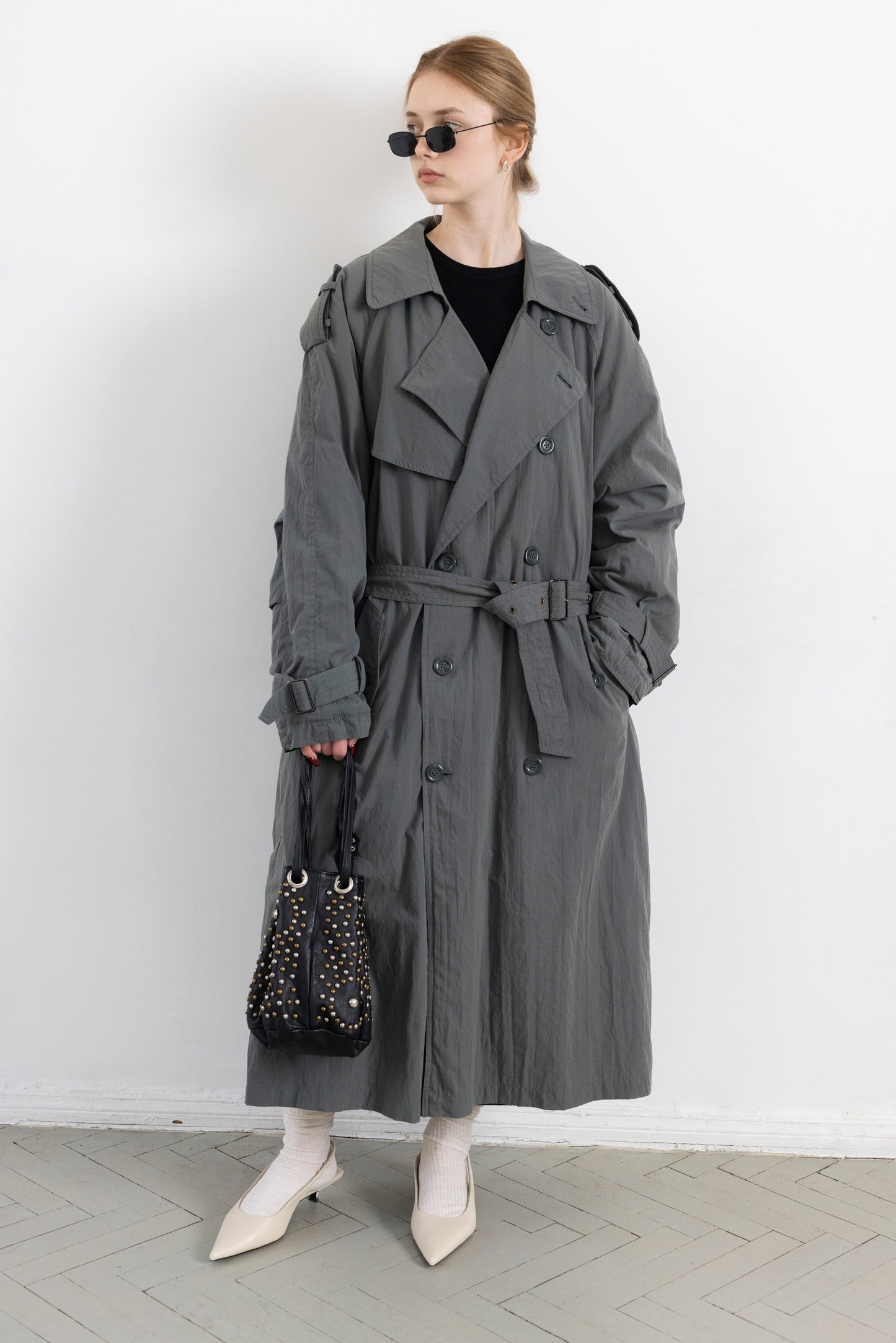 Vintage Mint Green Padded Trench Coat