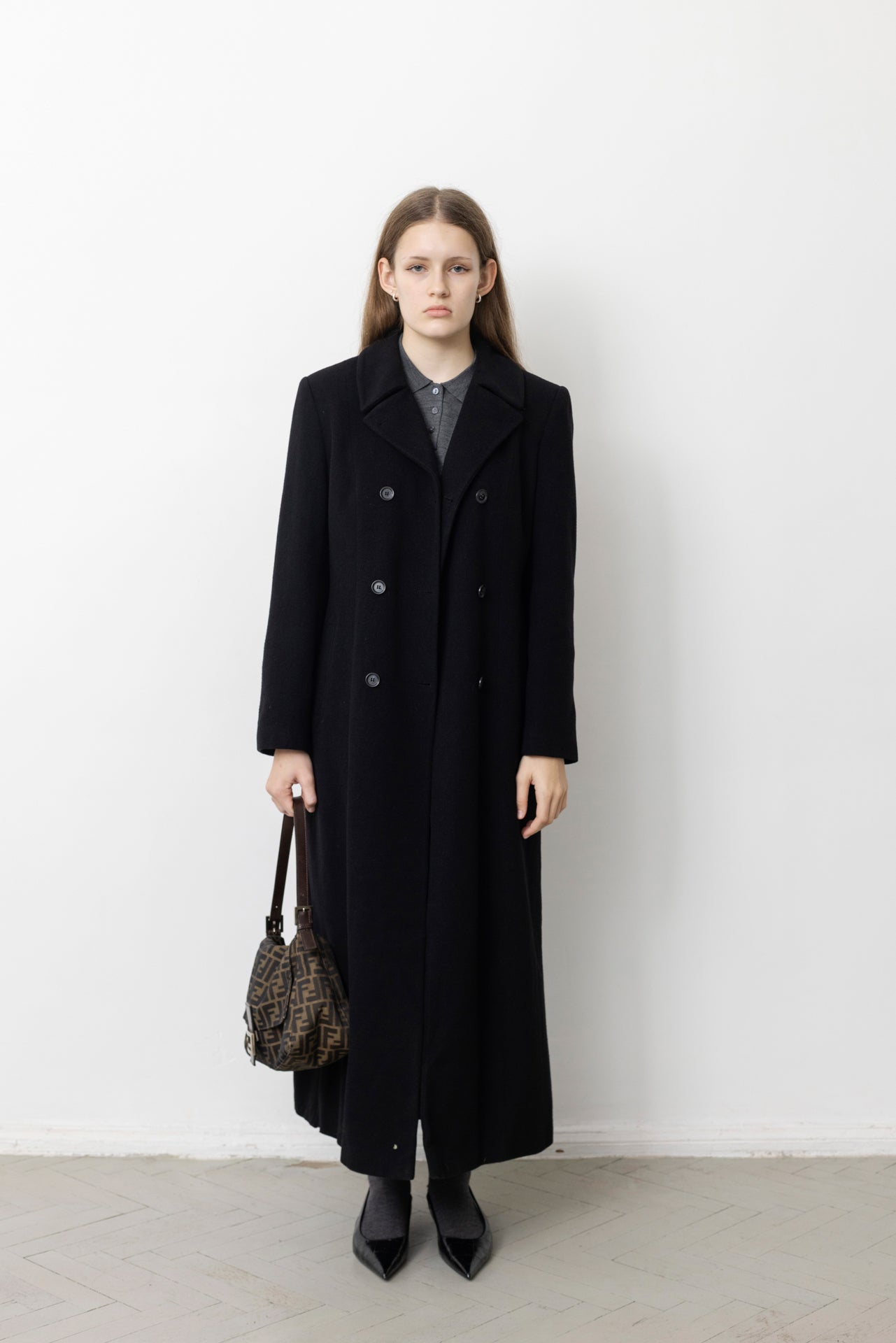 Vintage Long Black Wool Coat