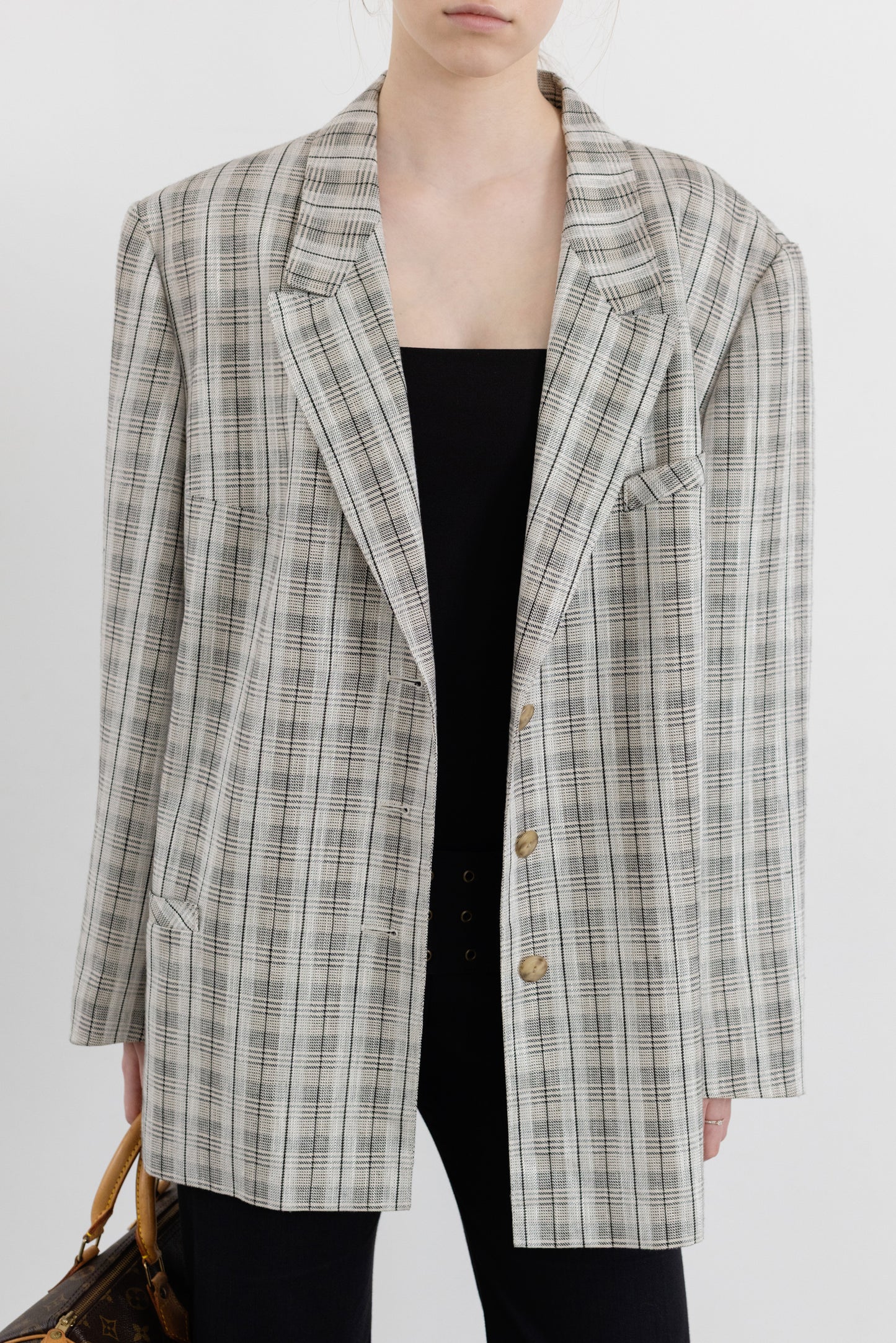 Vintage Grey Plaid Blazer