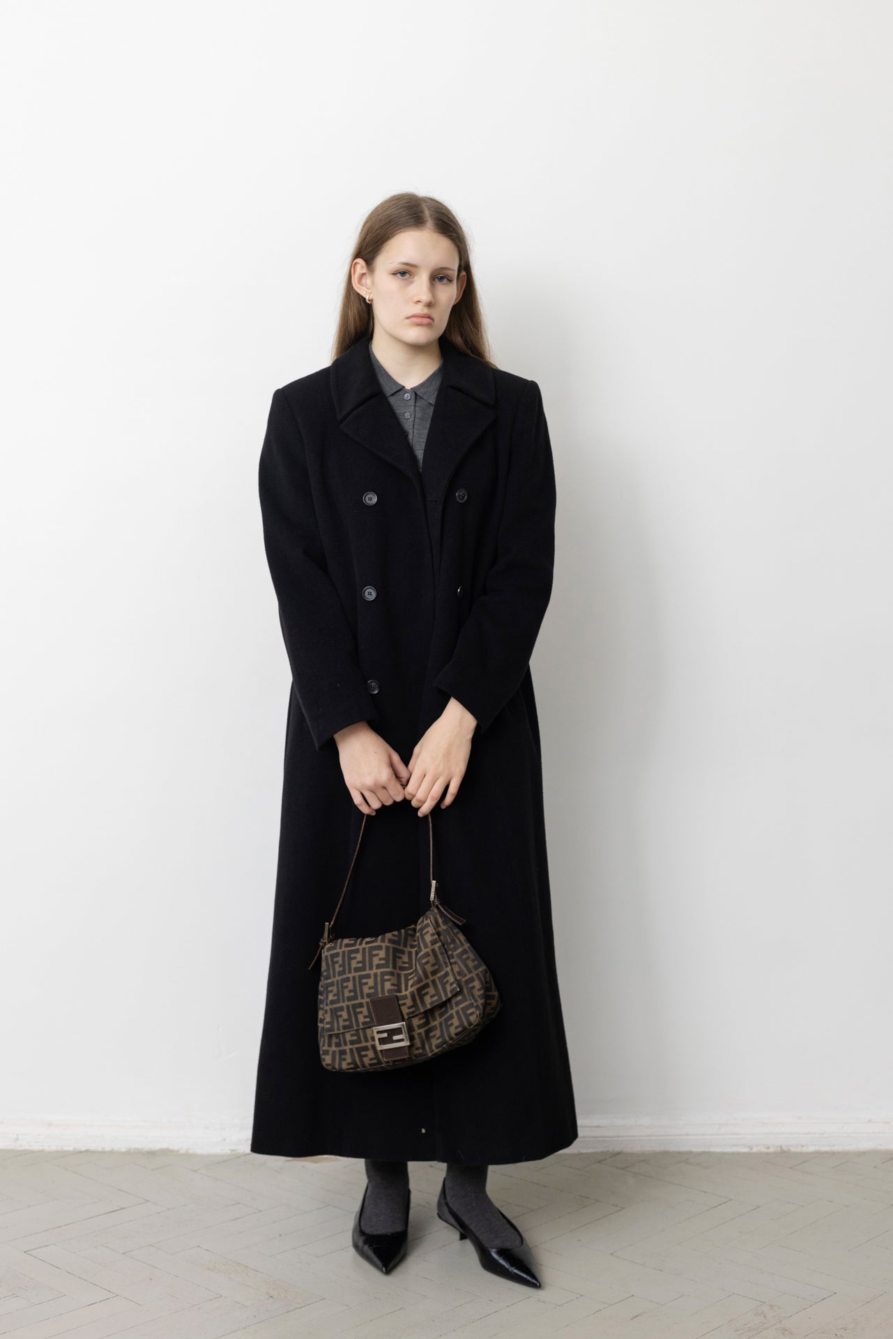 Vintage Long Black Wool Coat