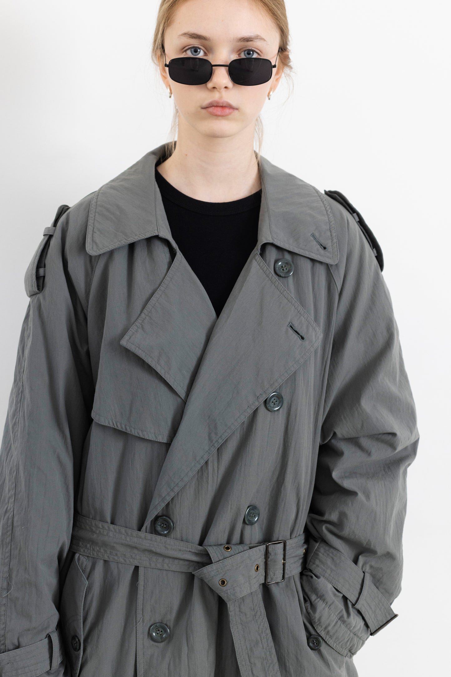 Vintage Mint Green Padded Trench Coat