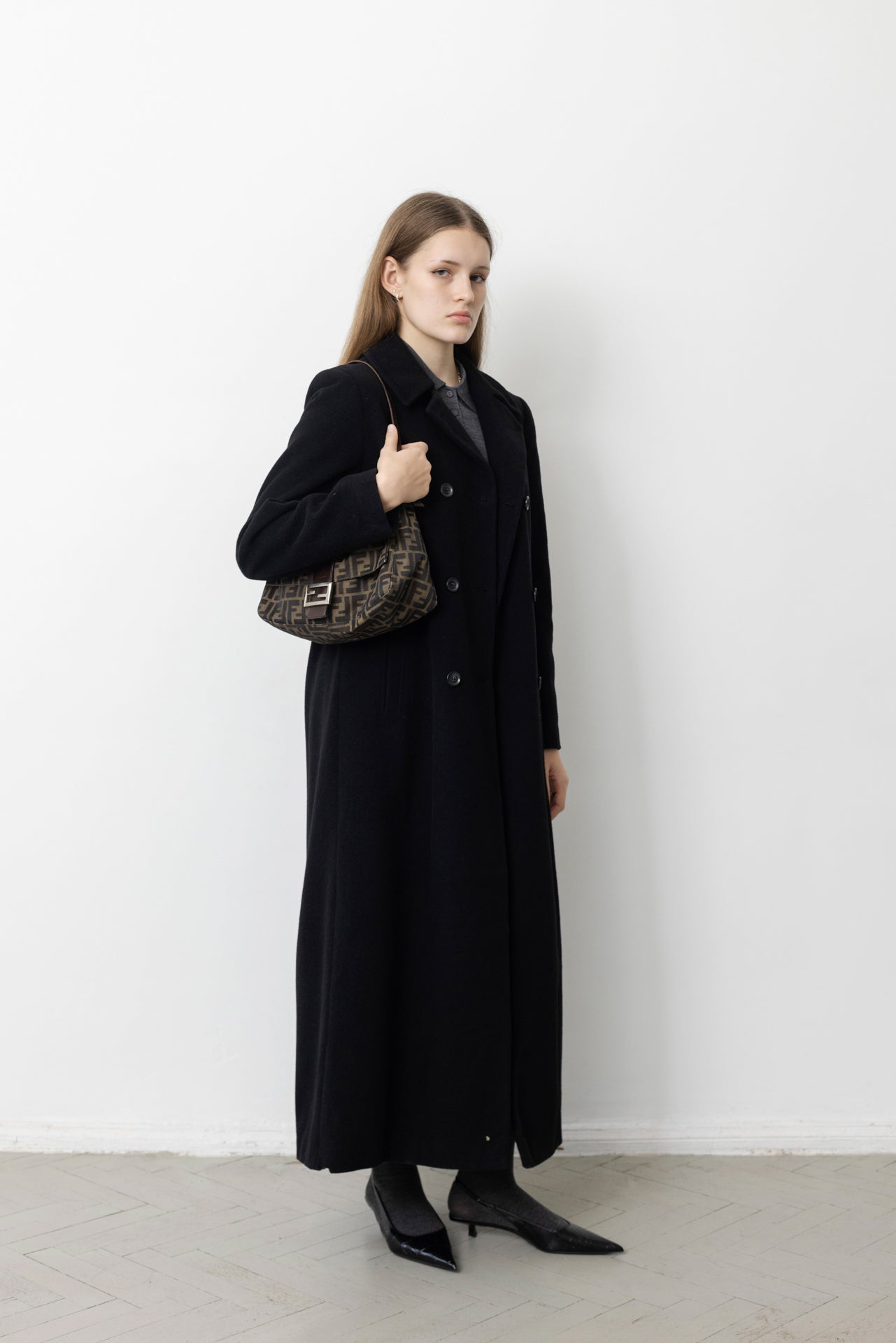 Vintage Long Black Wool Coat