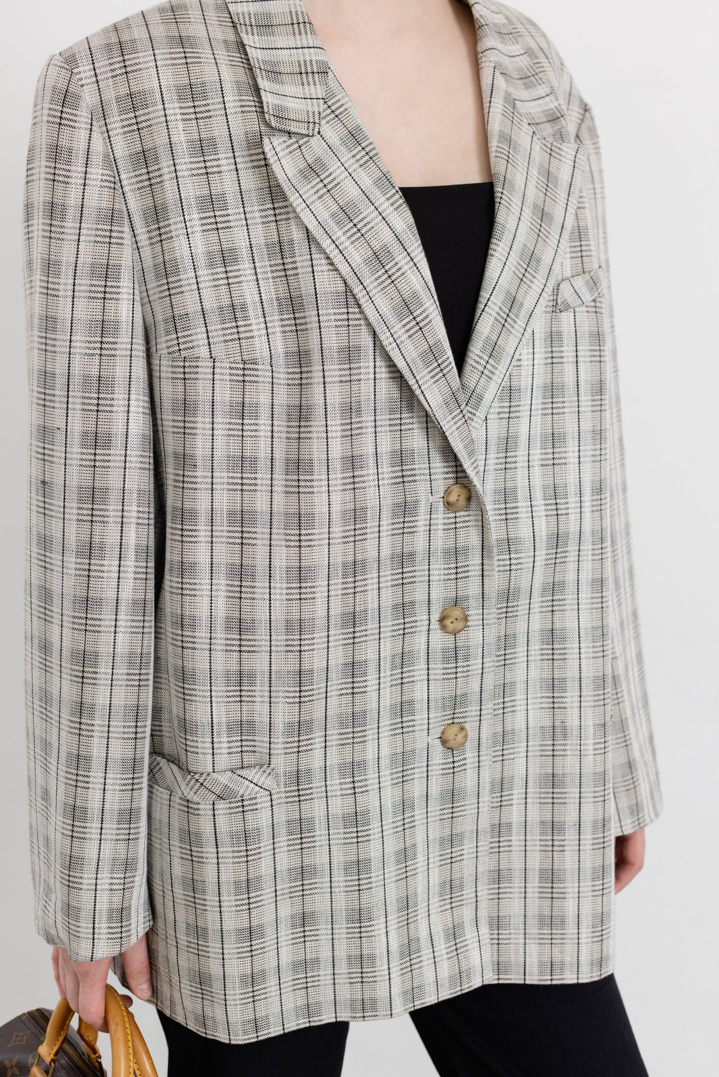 Vintage Grey Plaid Blazer