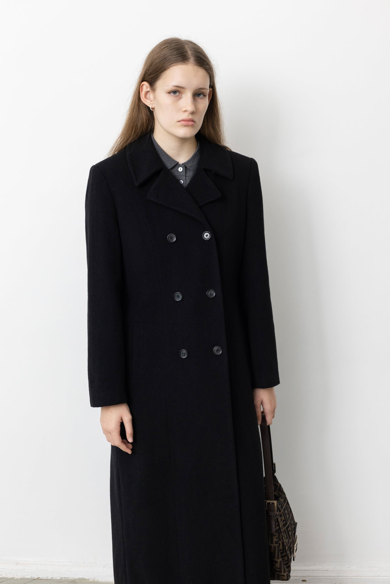 Vintage Long Black Wool Coat