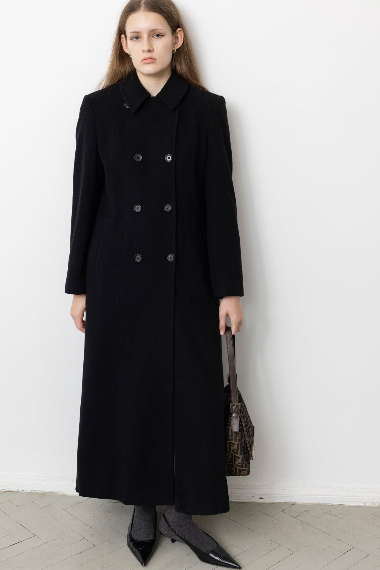 Vintage Long Black Wool Coat