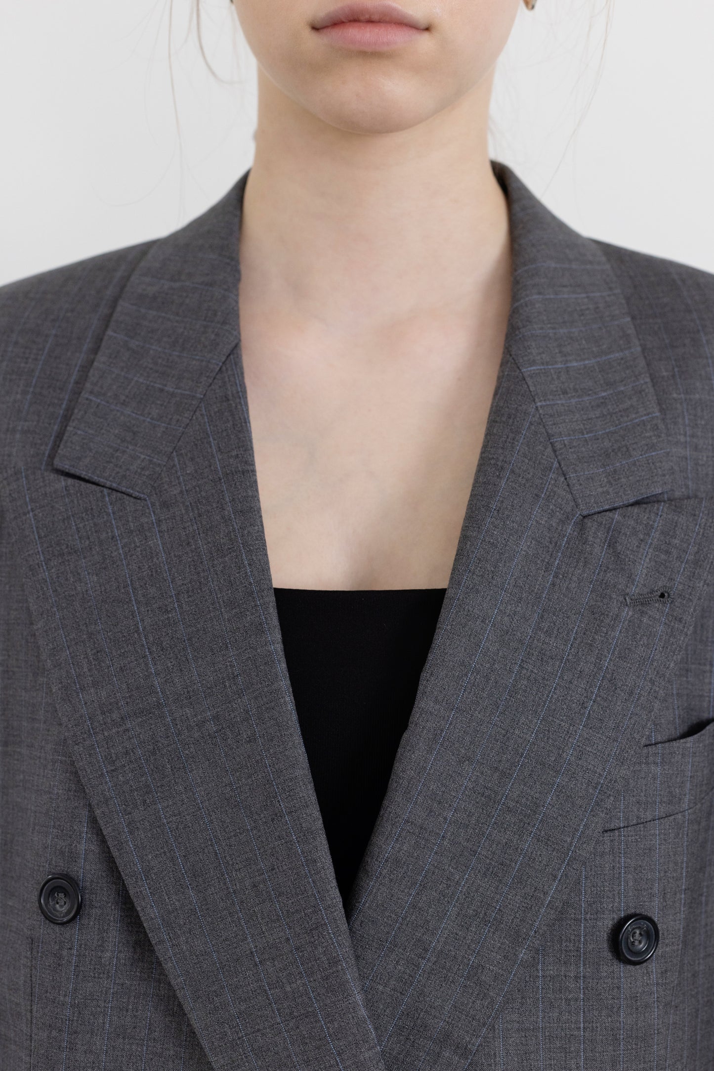 Vintage Grey Striped 100% Wool Blazer