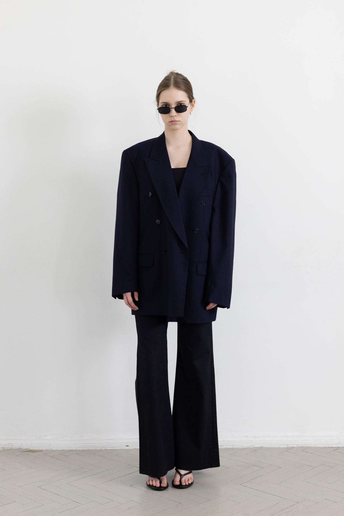 Vintage Navy 100% Wool Blazer