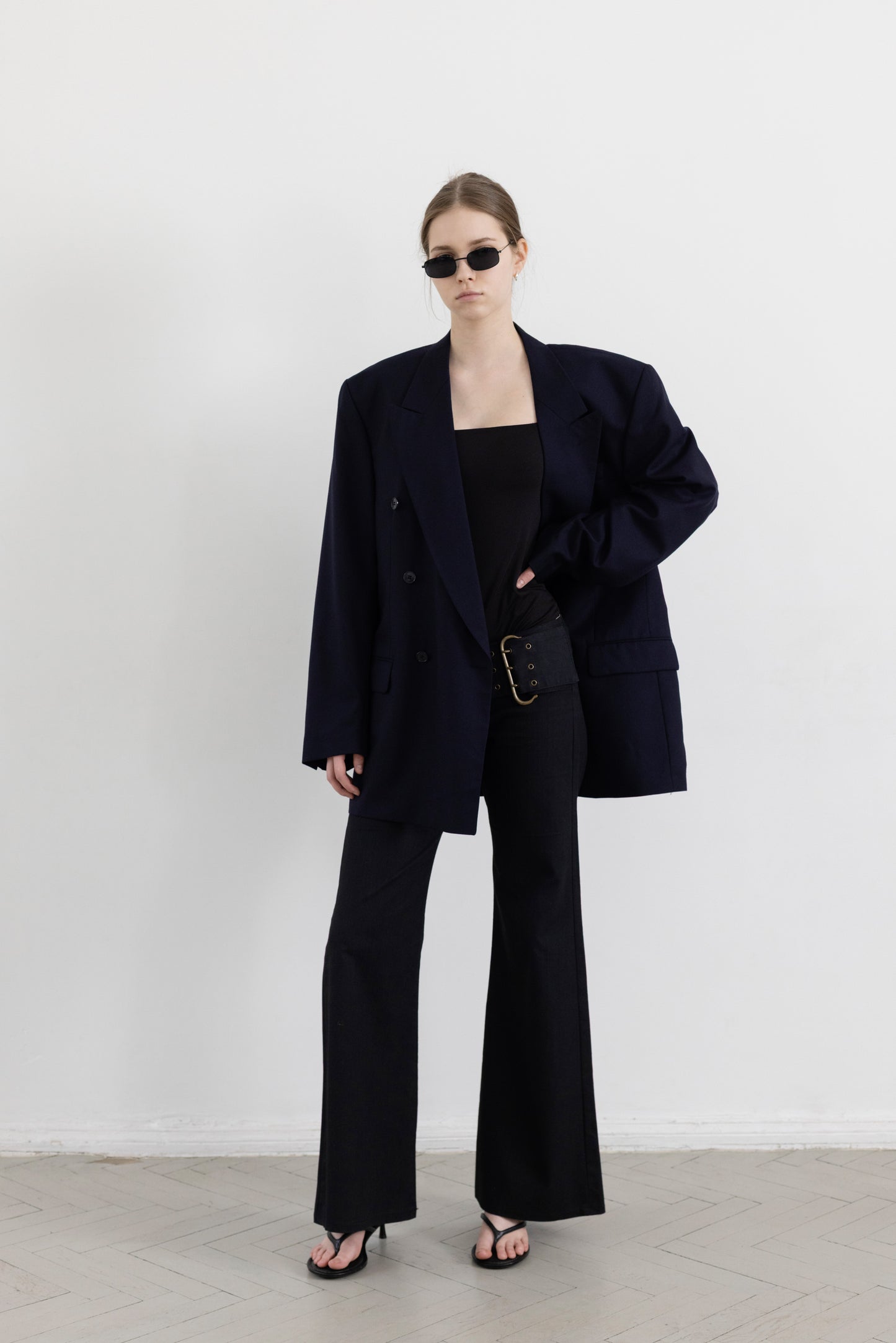Vintage Navy 100% Wool Blazer