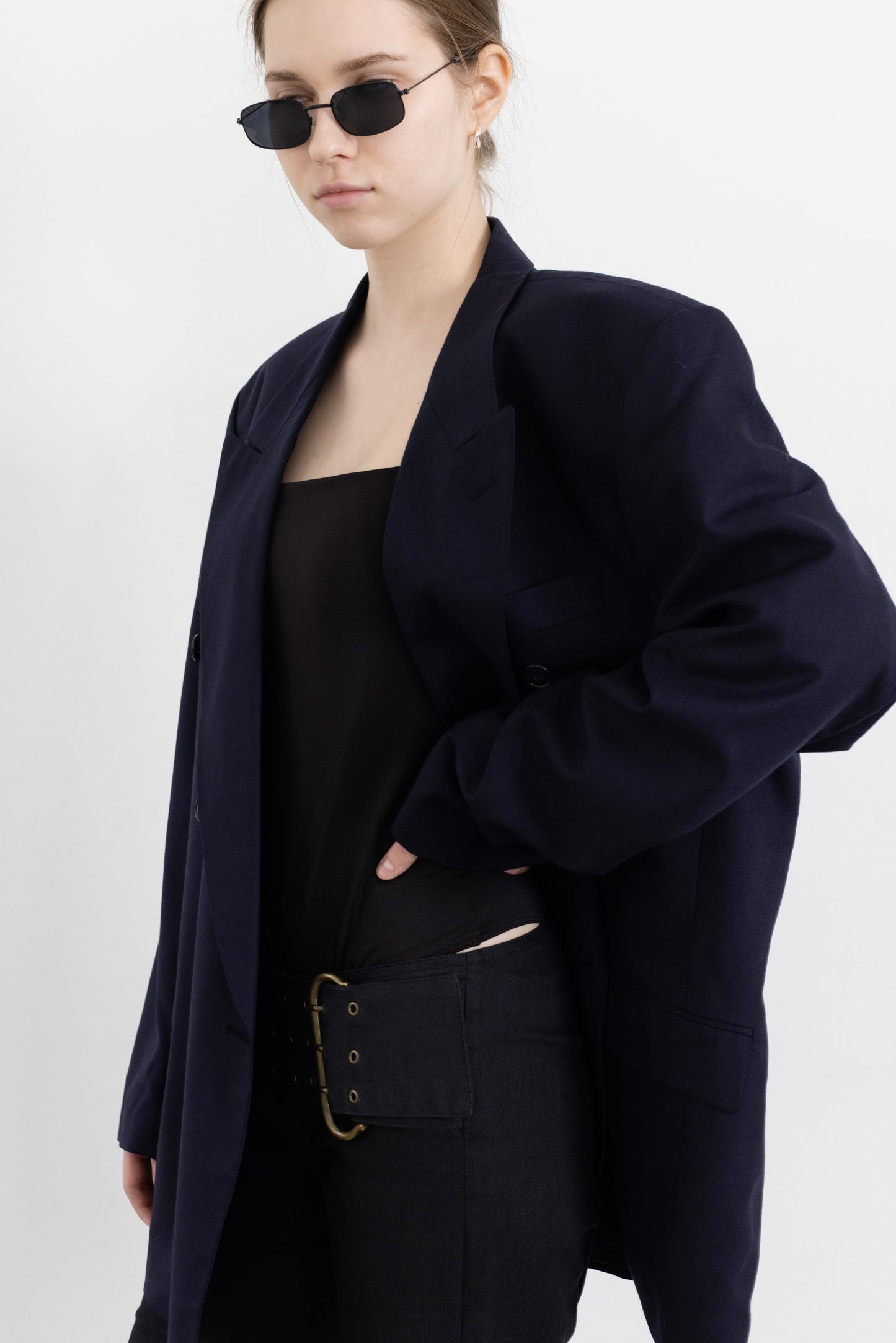 Vintage Navy 100% Wool Blazer