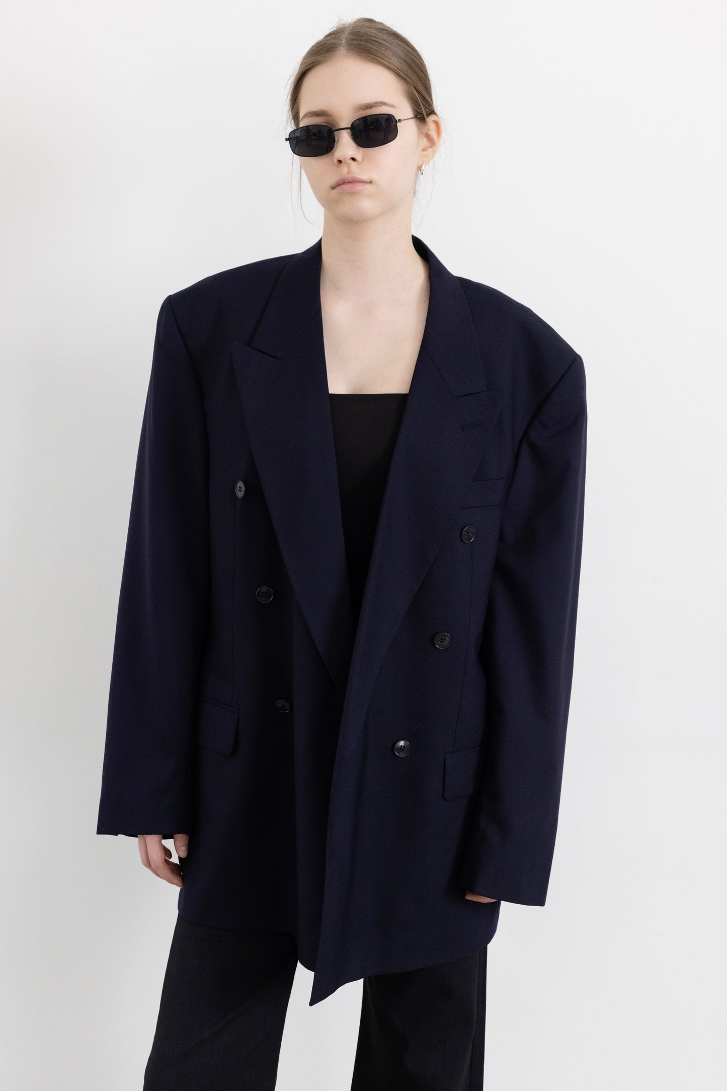Vintage Navy 100% Wool Blazer