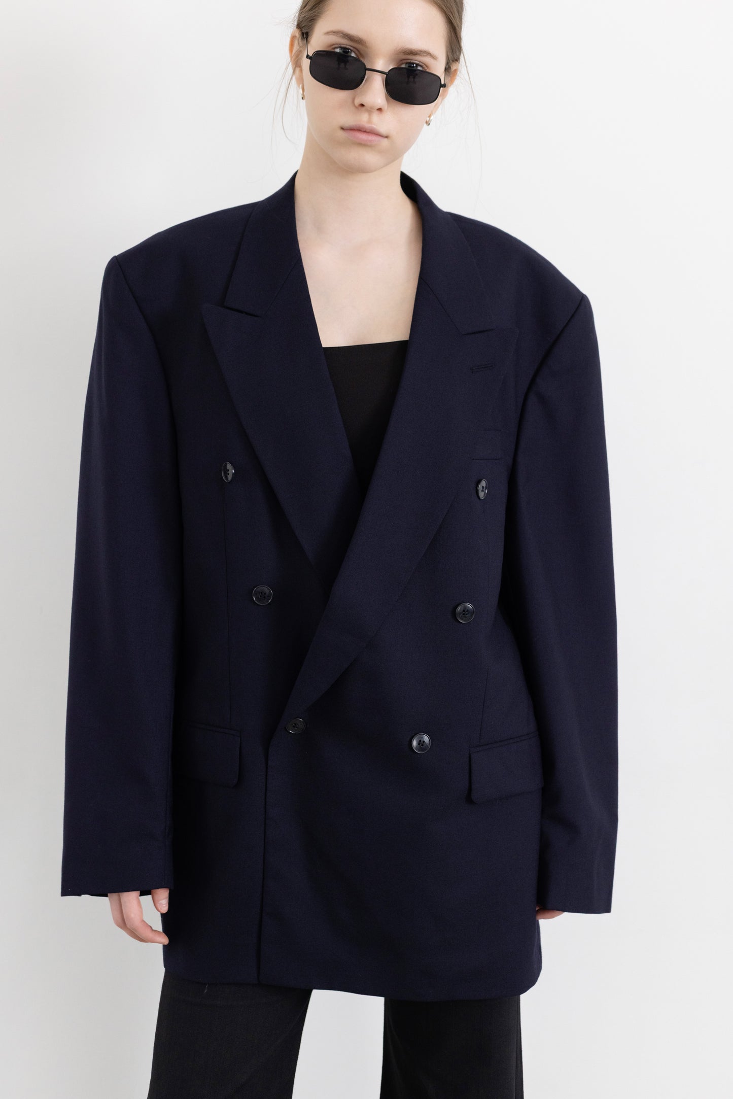 Vintage Navy 100% Wool Blazer