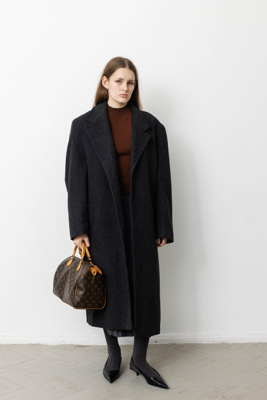 Vintage Grey Oversized Wool Coat