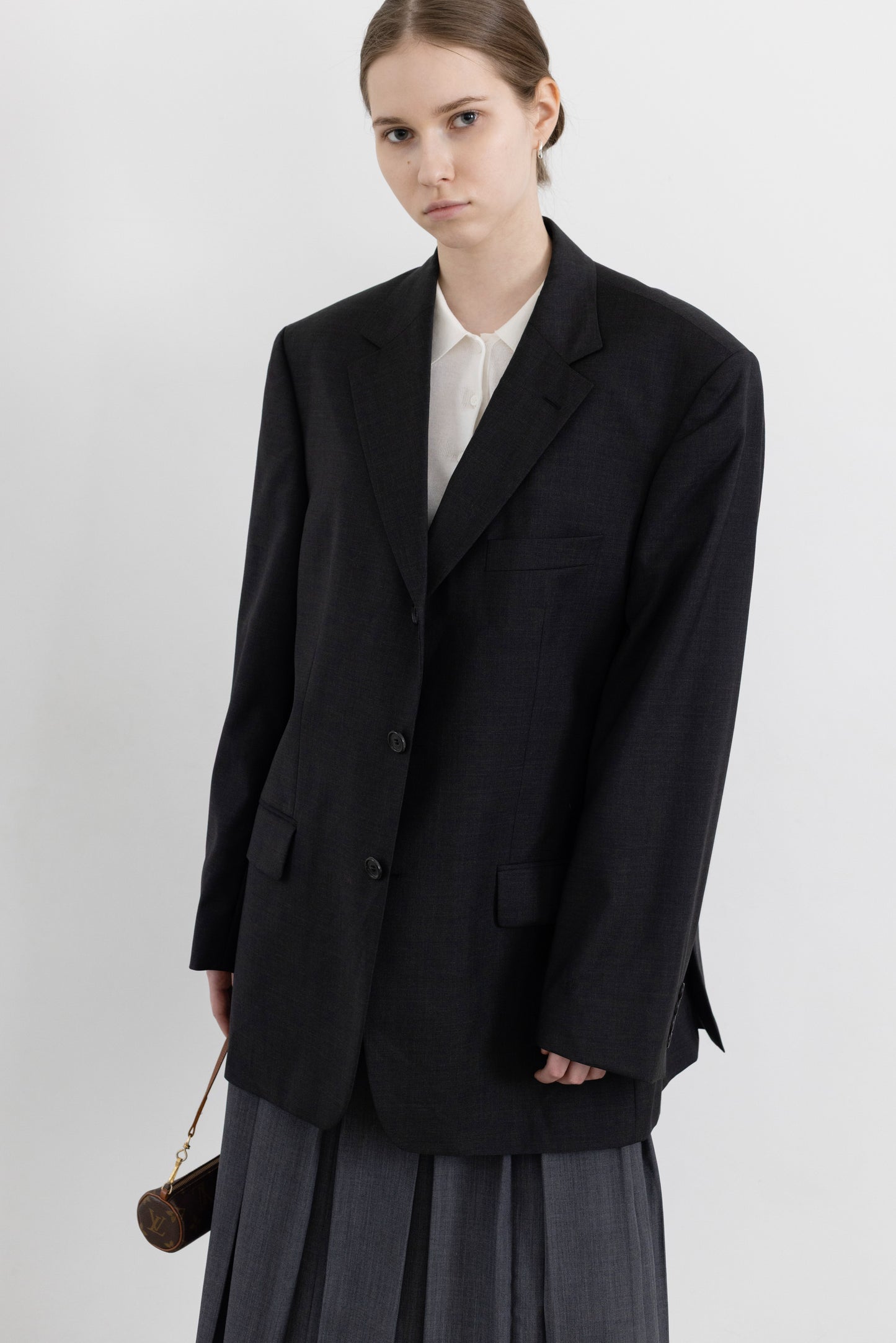 Vintage Hugo Boss Dark Grey 100% Wool Blazer
