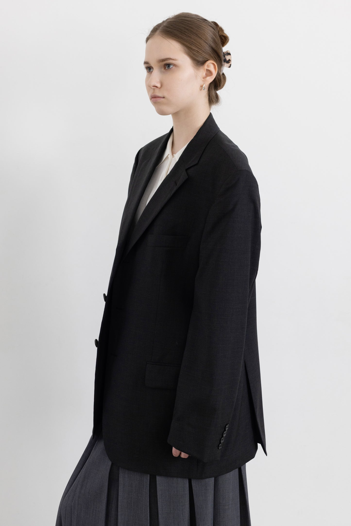 Vintage Hugo Boss Dark Grey 100% Wool Blazer