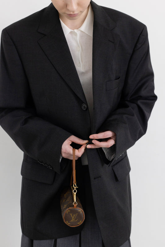 Vintage Hugo Boss Dark Grey 100% Wool Blazer