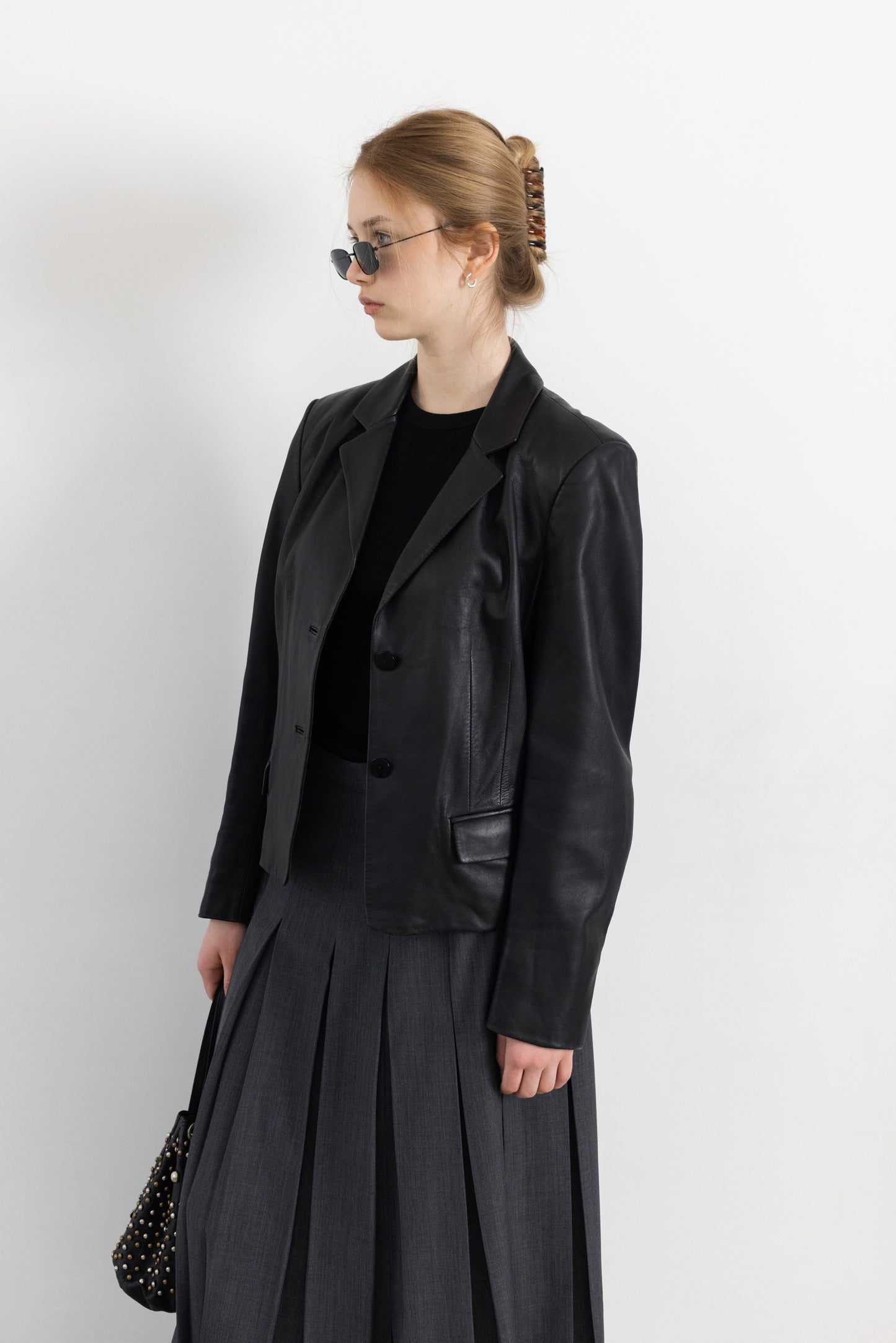 Vintage Short Black Soft Leather Jacket