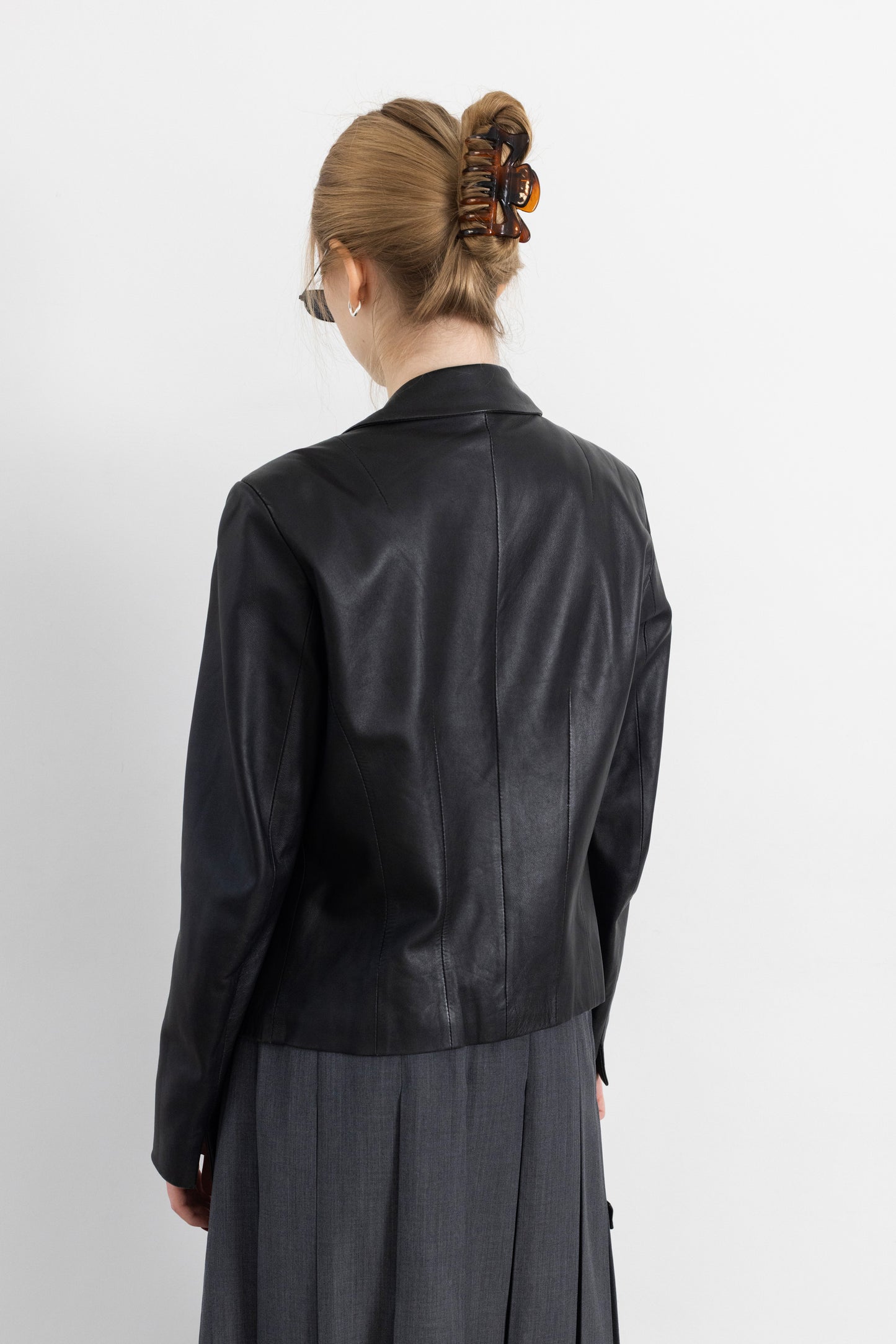 Vintage Short Black Soft Leather Jacket
