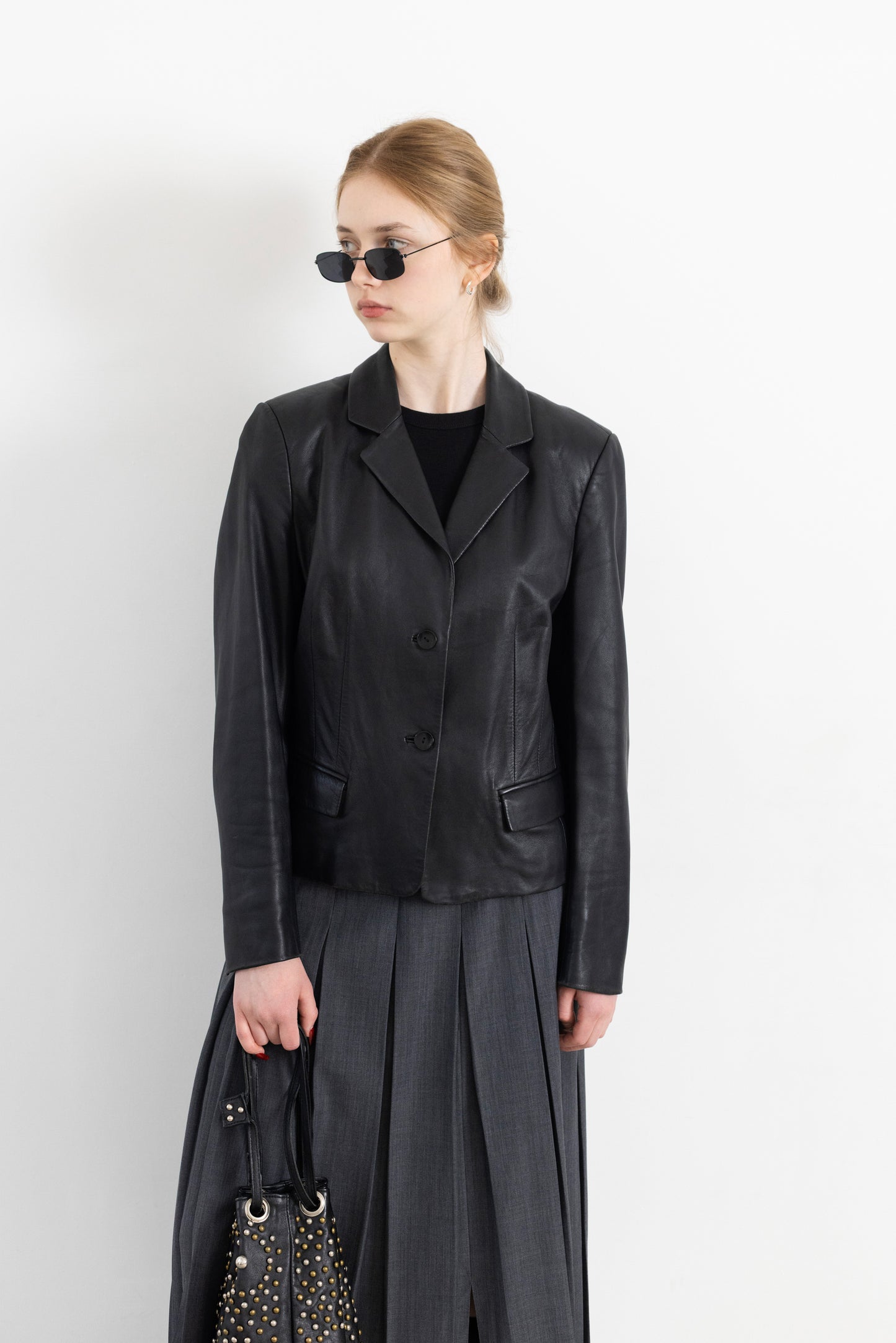 Vintage Short Black Soft Leather Jacket