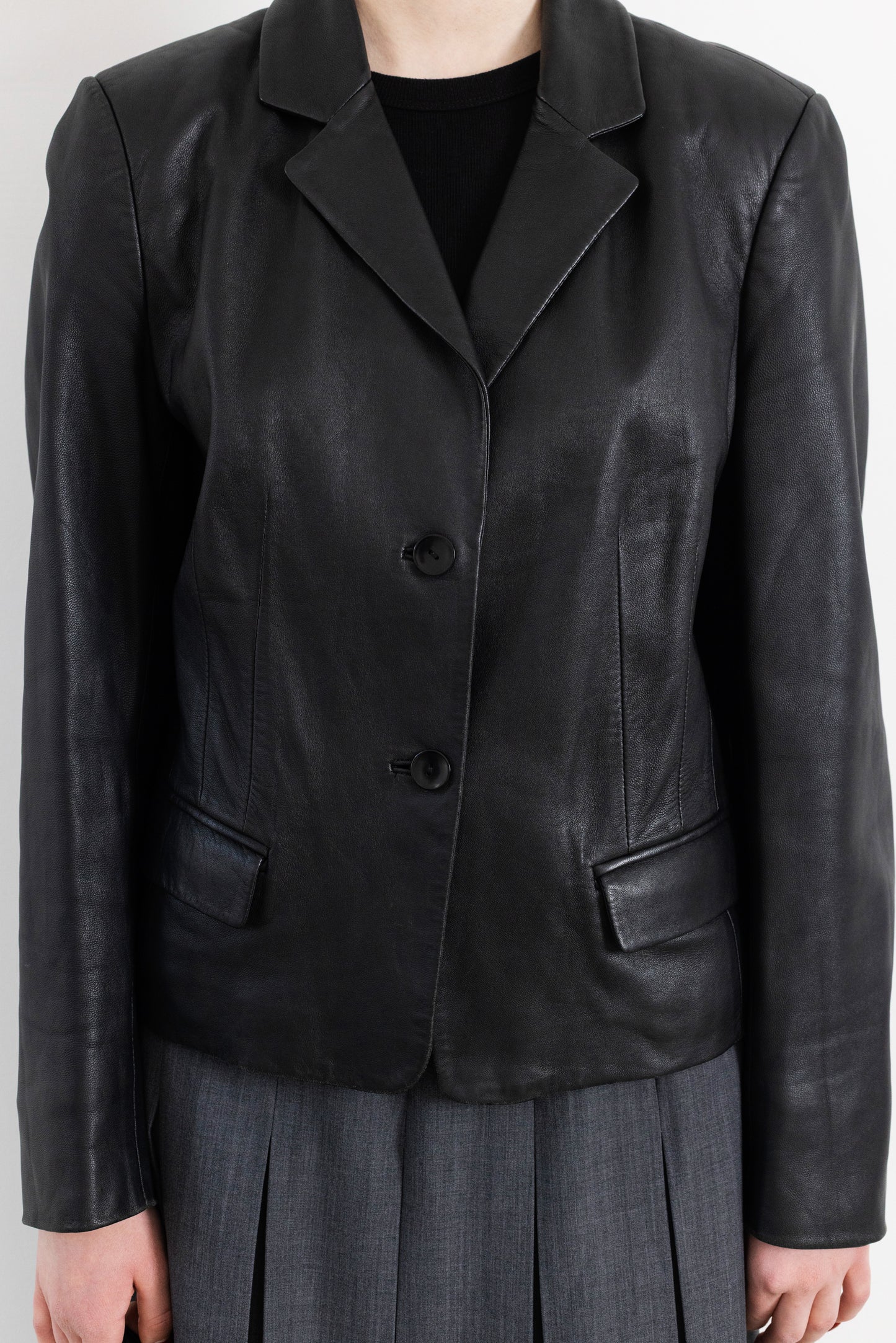 Vintage Short Black Soft Leather Jacket