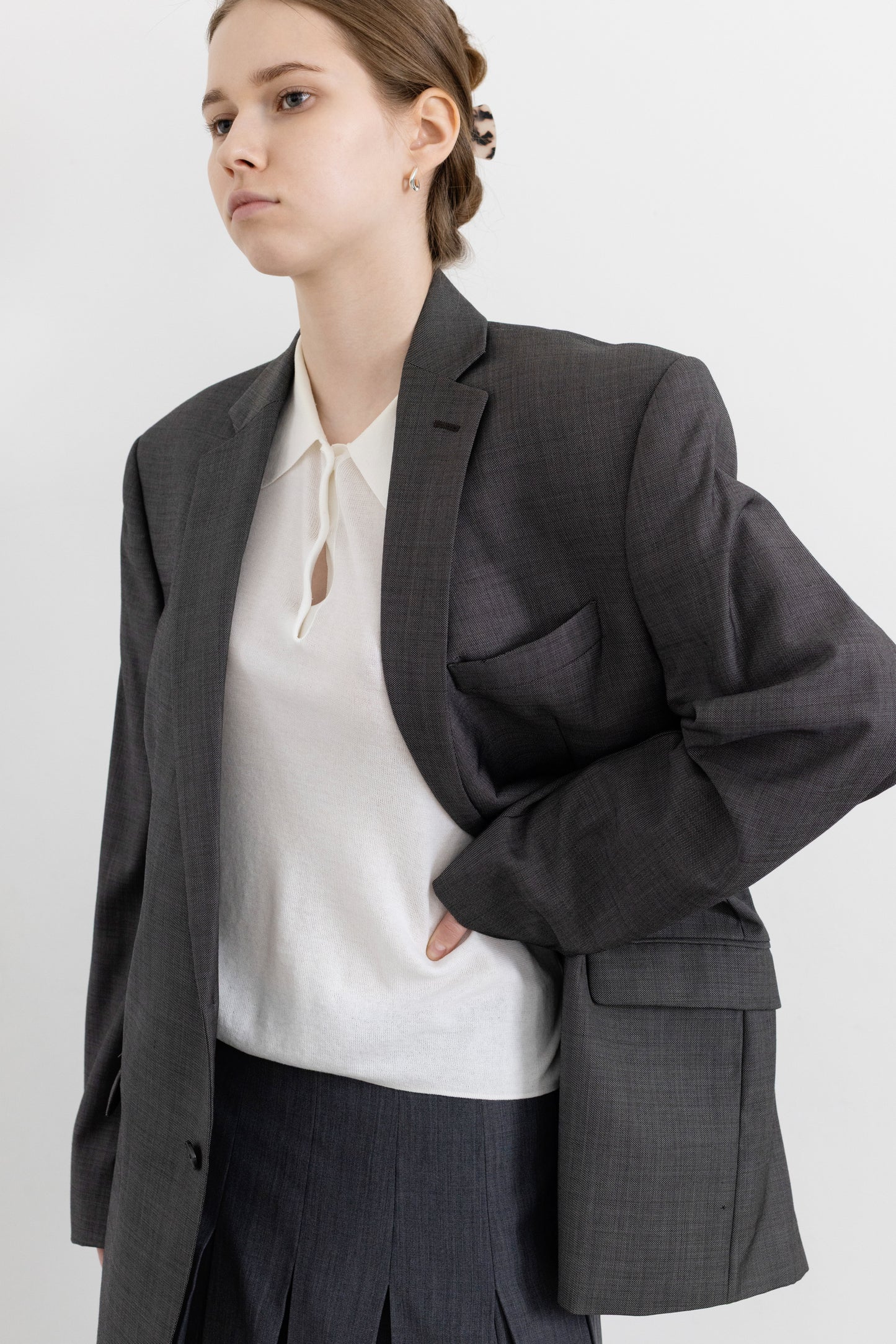 Vintage Calvin Klein Grey 100% Wool Blazer