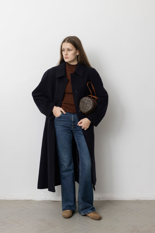 Vintage Navy 90% Cashmere Wool Coat