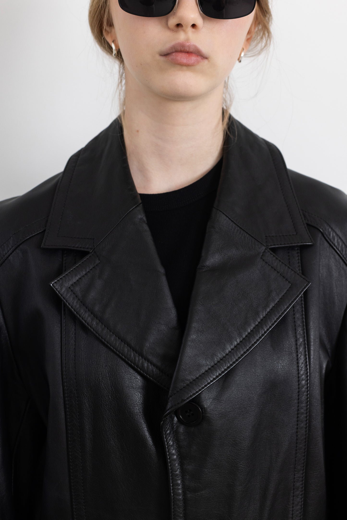 Vintage Black Leather Jacket With Belt
