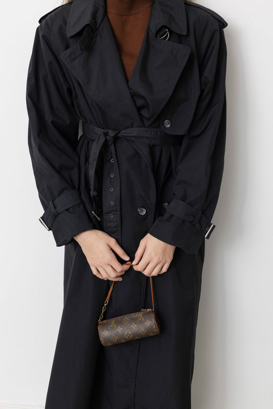 Vintage Black Oversized Trench Coat