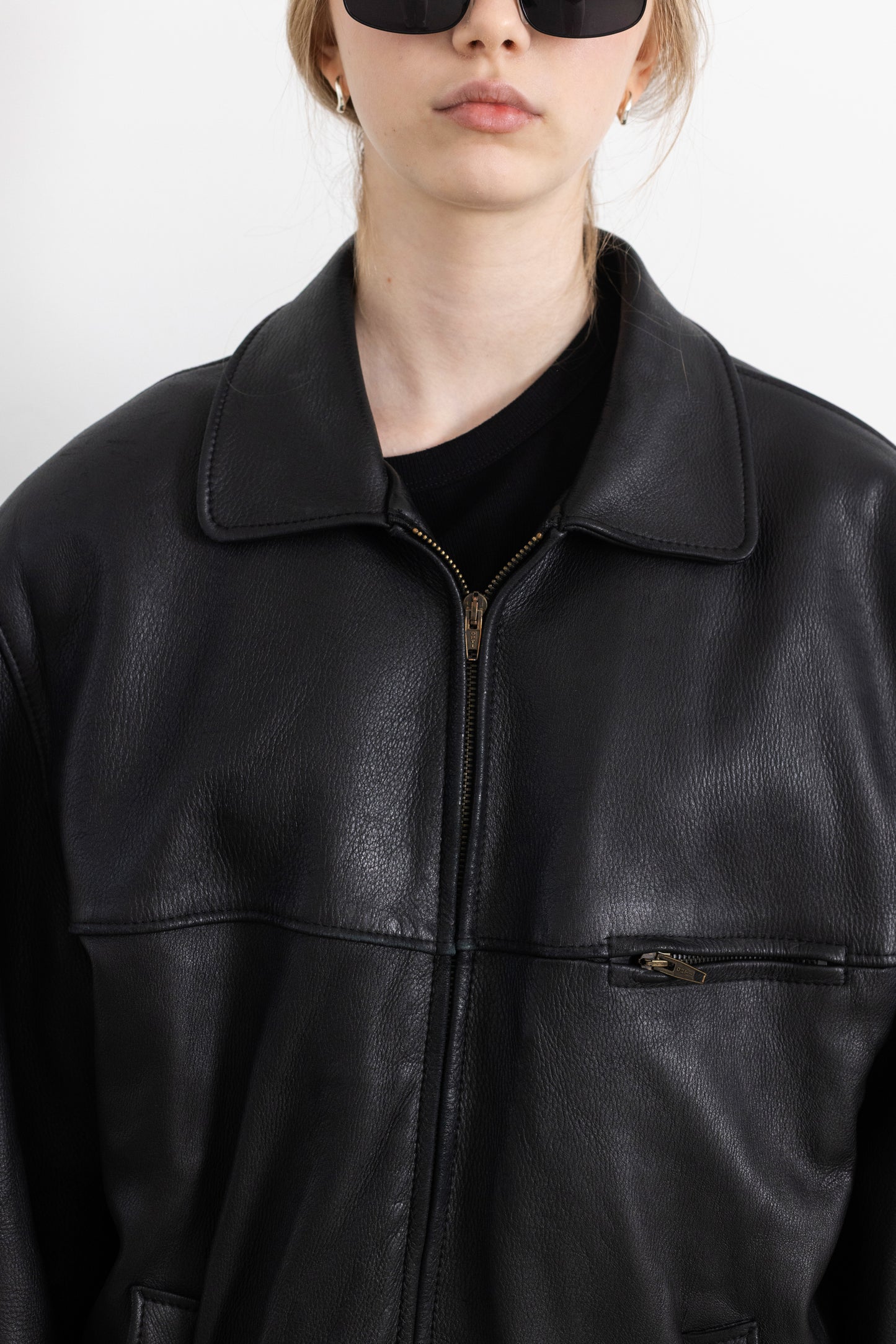 Vintage Boxy Black Leather Jacket